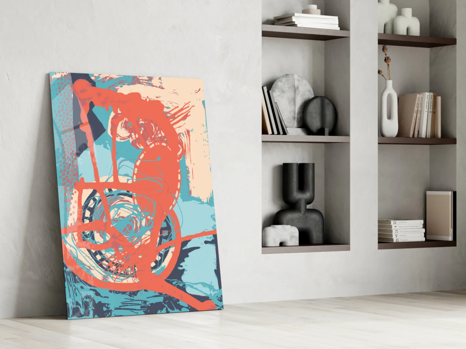 Orange Brushstroke Figure Glass Wall Art - Image 7
