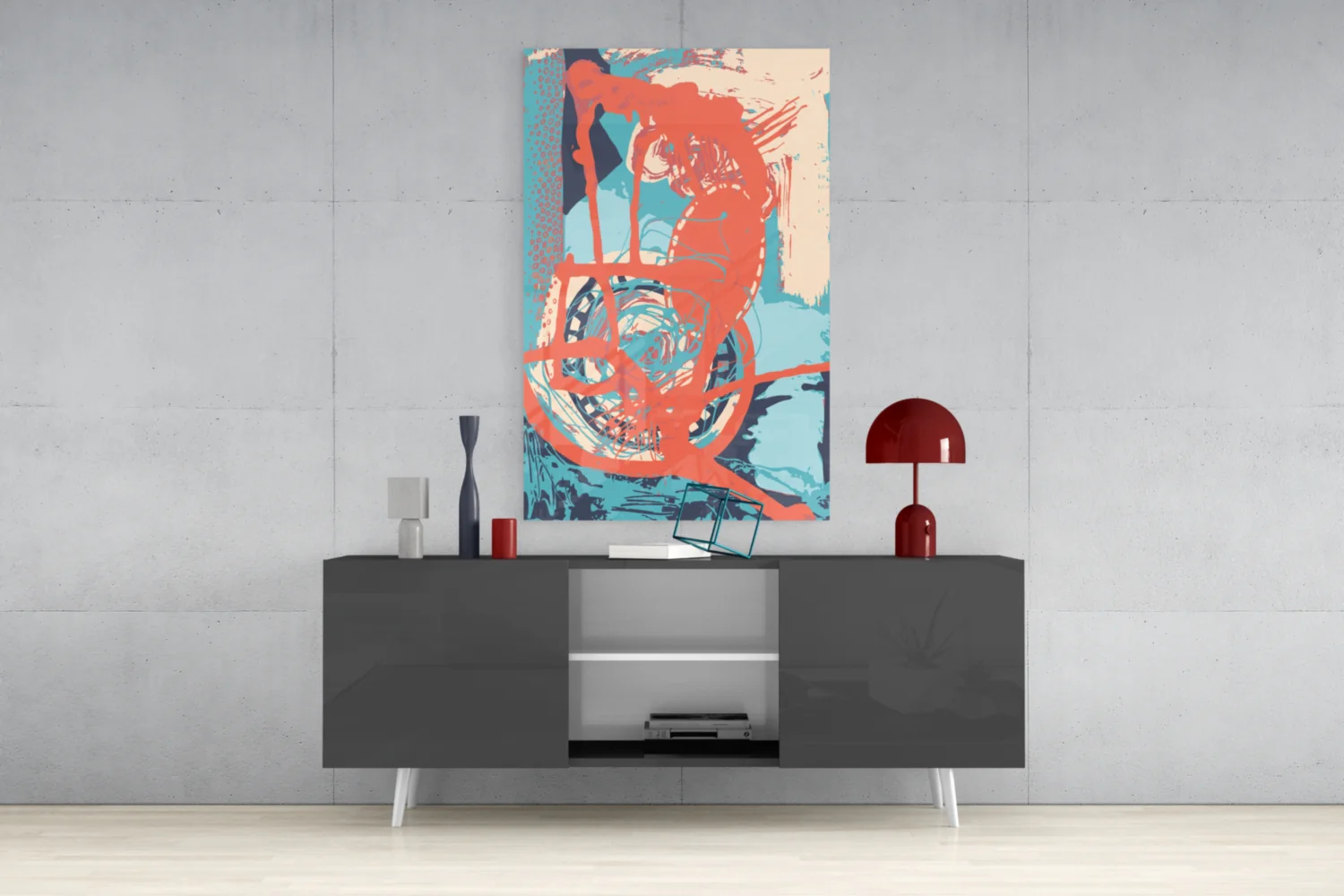 Orange Brushstroke Figure Glass Wall Art - Image 9