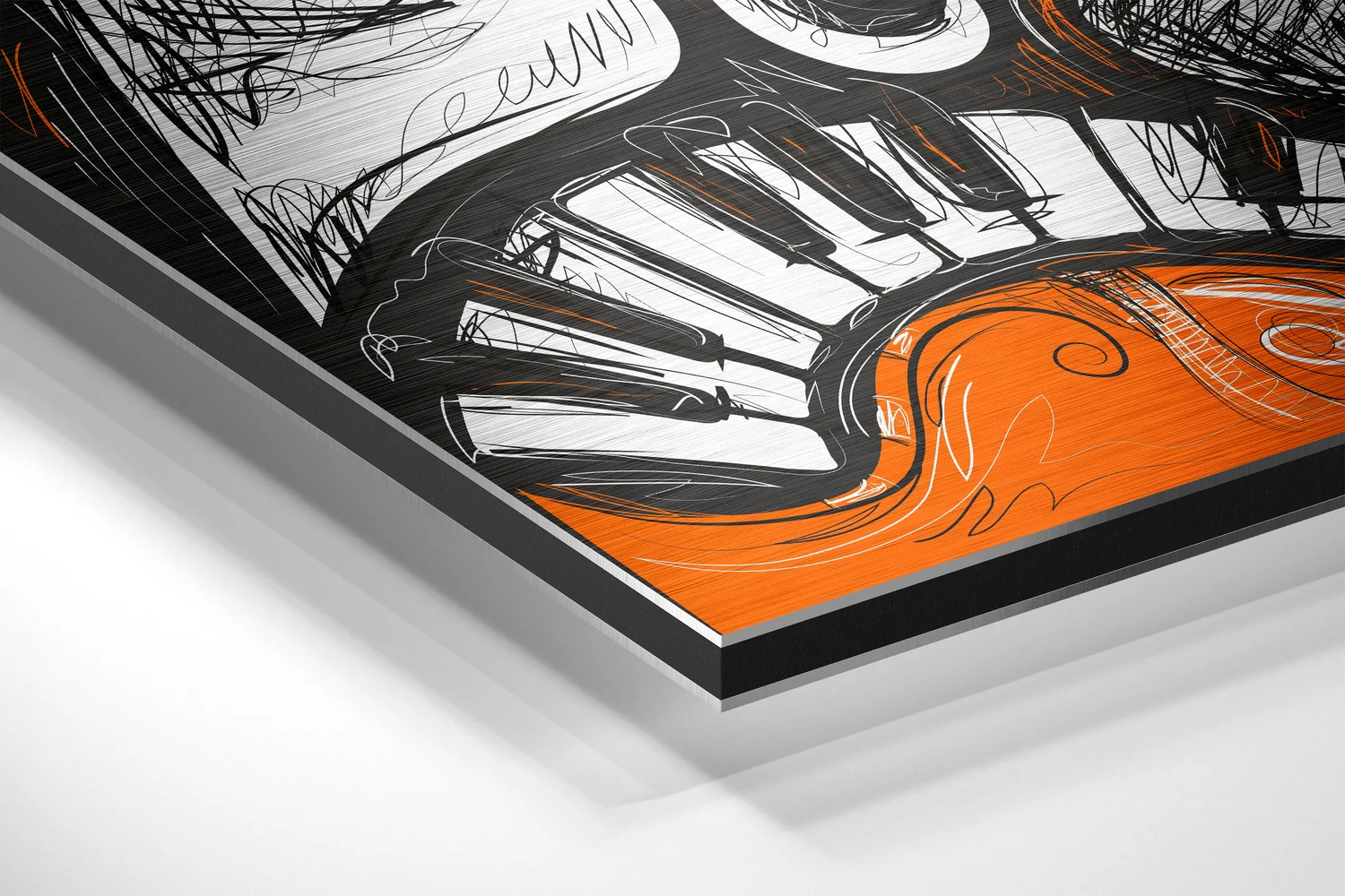 Orange Faces Piano Keys Brushed Aluminium Dibond Wall Art - Image 2