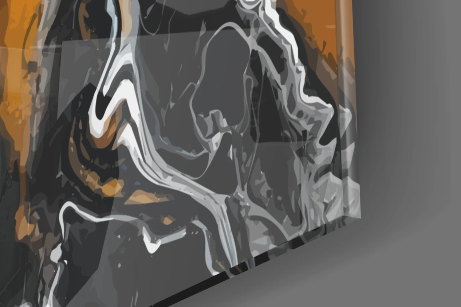 Orange Flame Black Fluid Glass Wall Art - Image 8