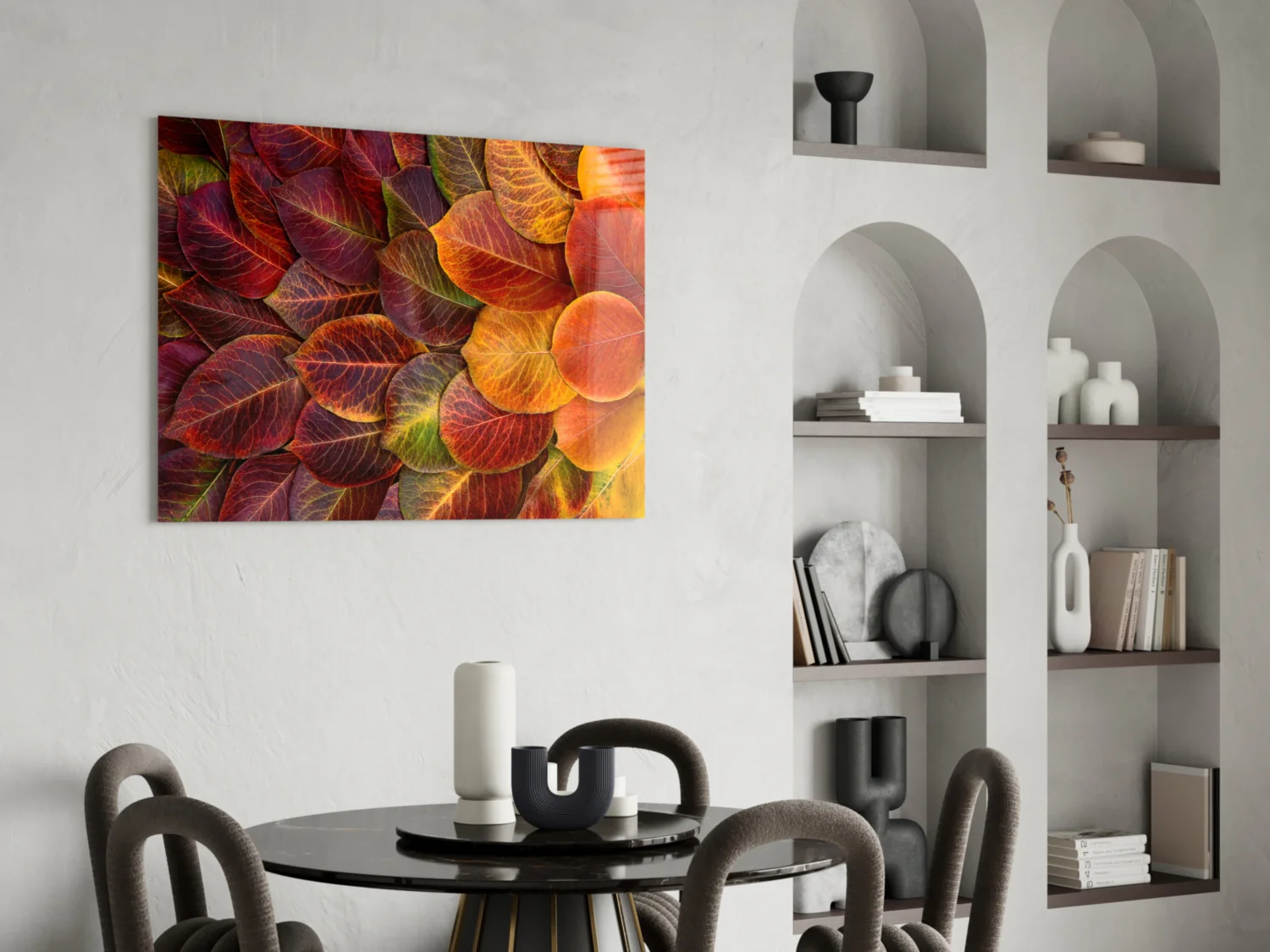 Orange Leaves Glass Wall Art - Image 6