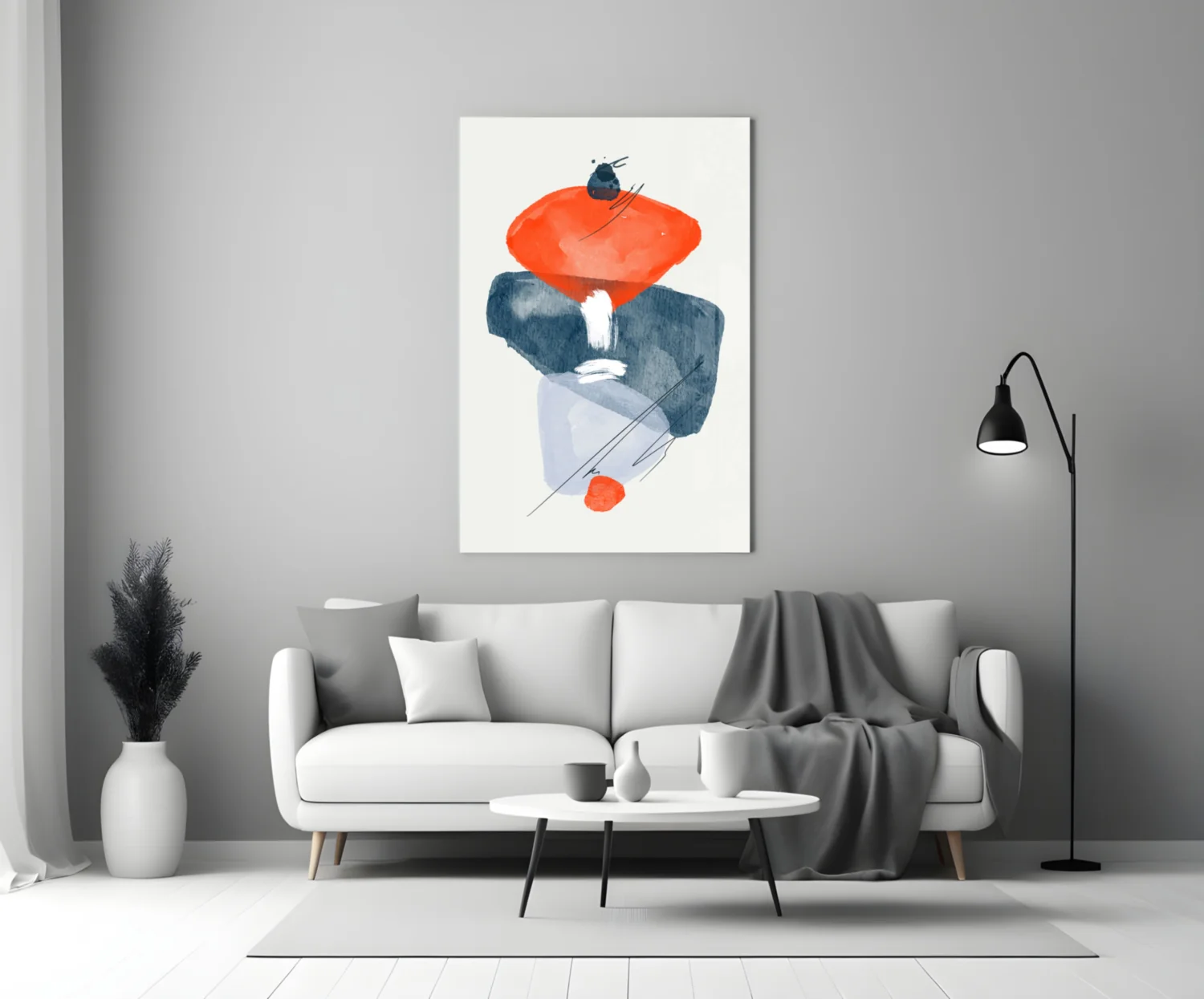Orange Navy Watercolor Balance Glass Wall Art - Image 5