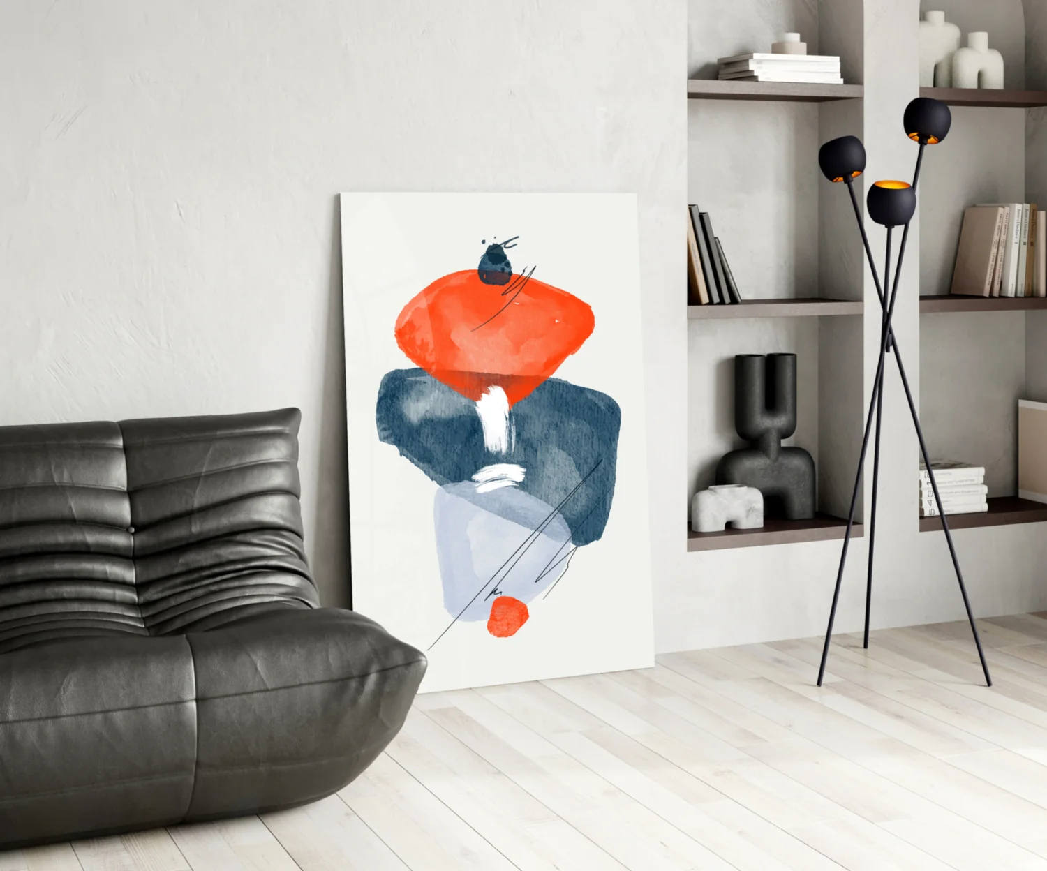 Orange Navy Watercolor Balance Glass Wall Art - Image 7