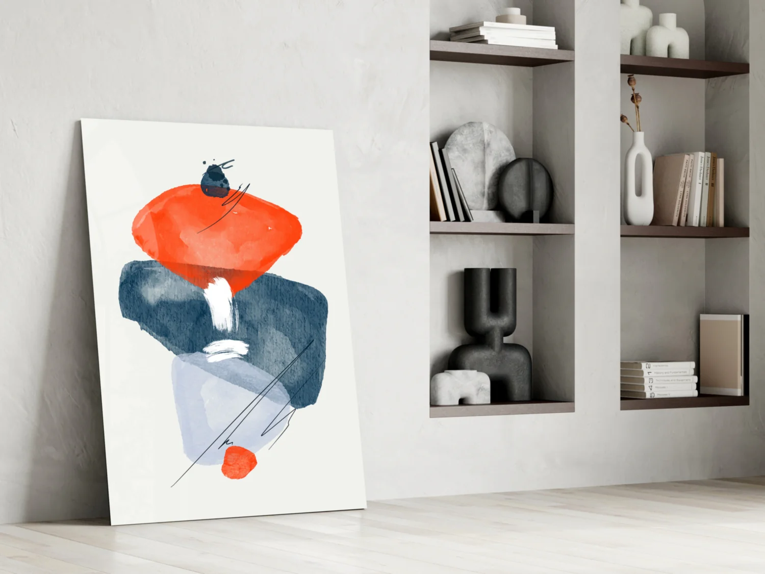 Orange Navy Watercolor Balance Glass Wall Art - Image 8