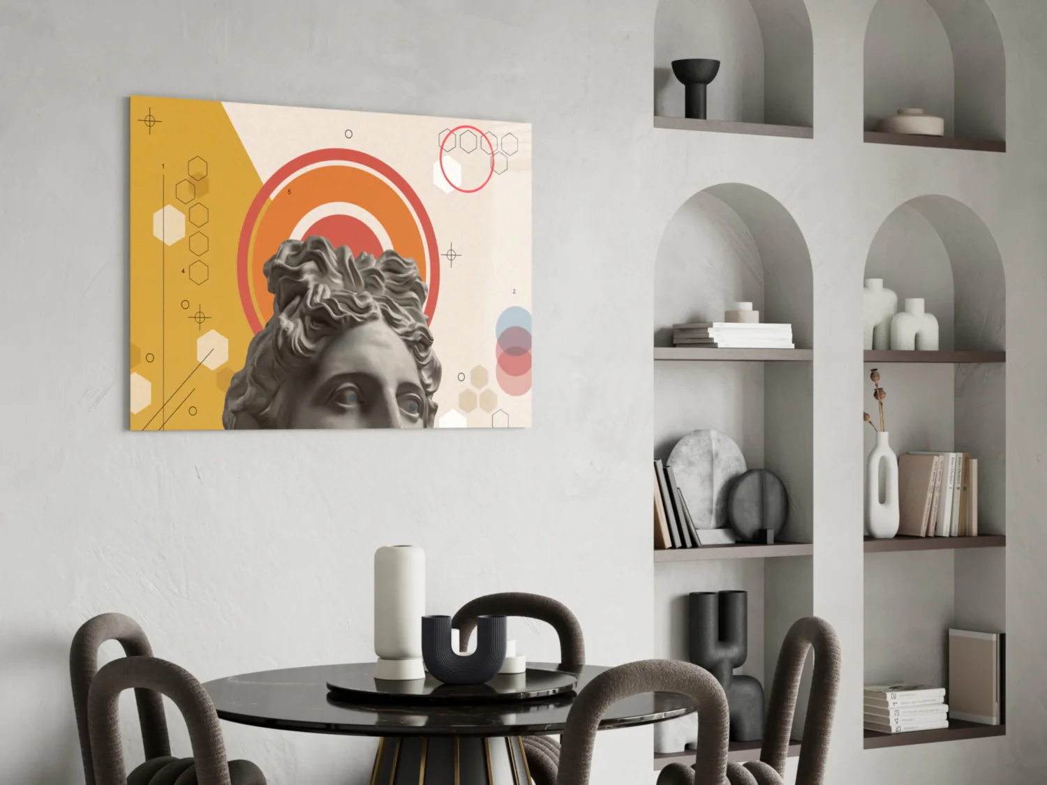 Orange Rings Apollo Bust Glass Wall Art - Image 6