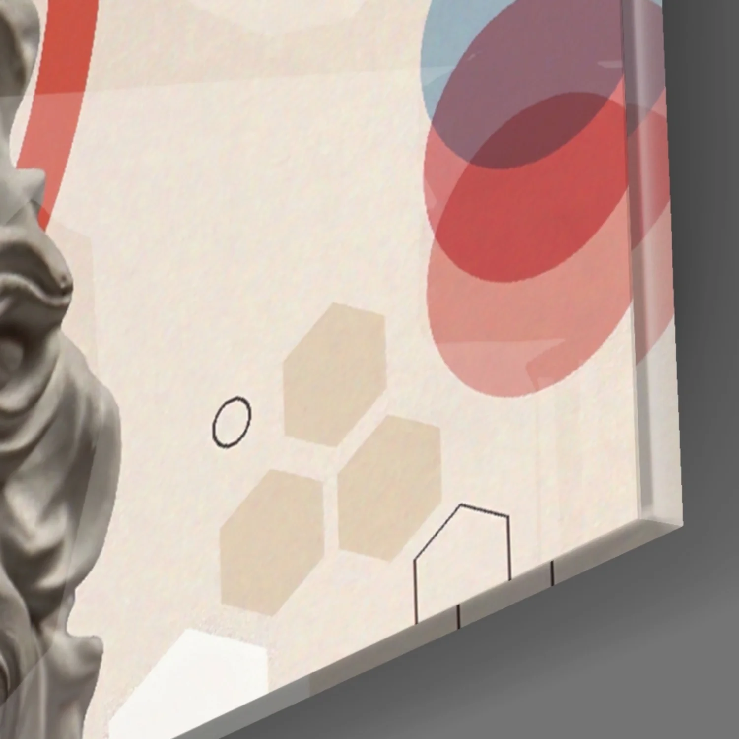 Orange Rings Apollo Bust Glass Wall Art - Image 8