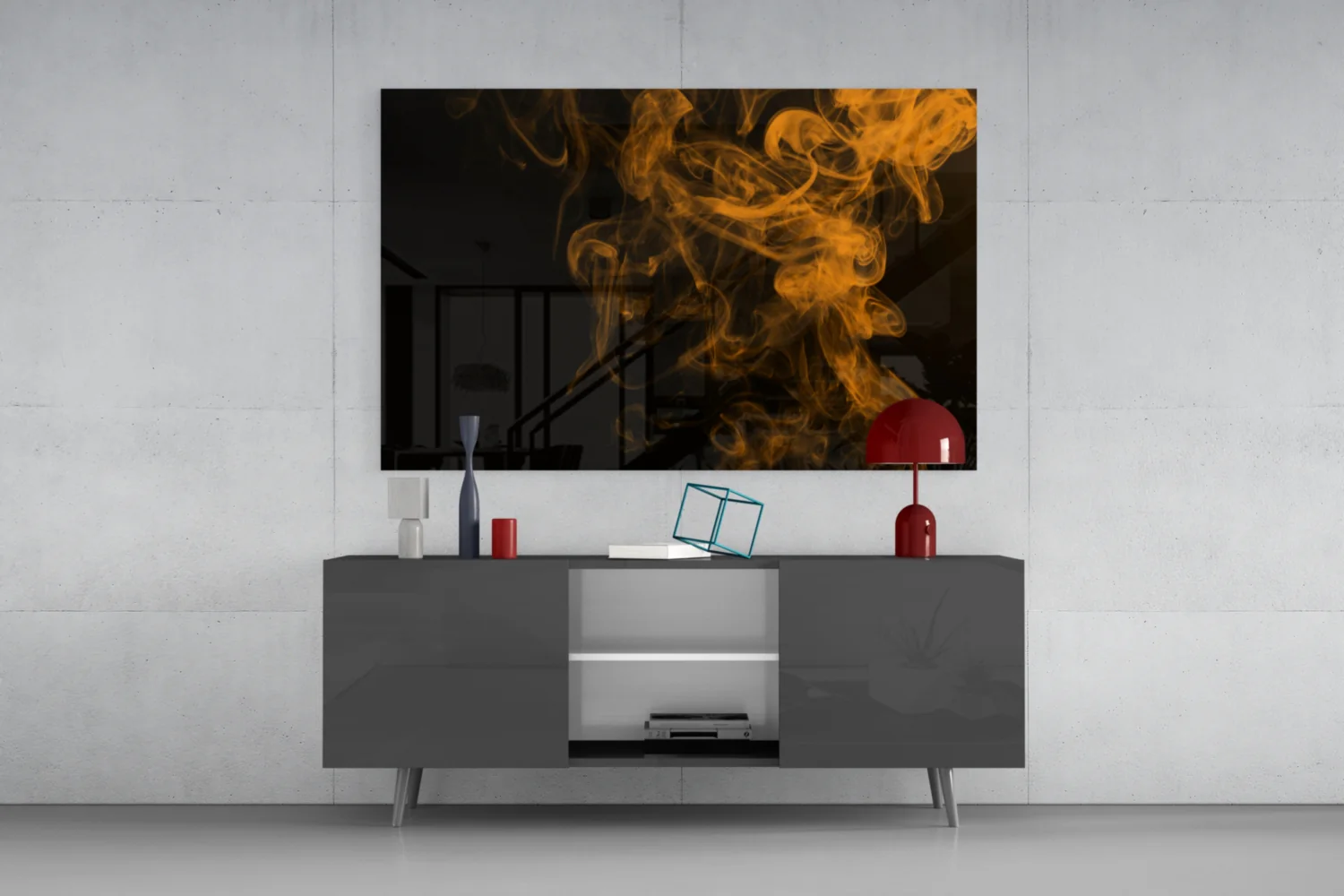 Orange Smoke Glass Wall Art - Image 8