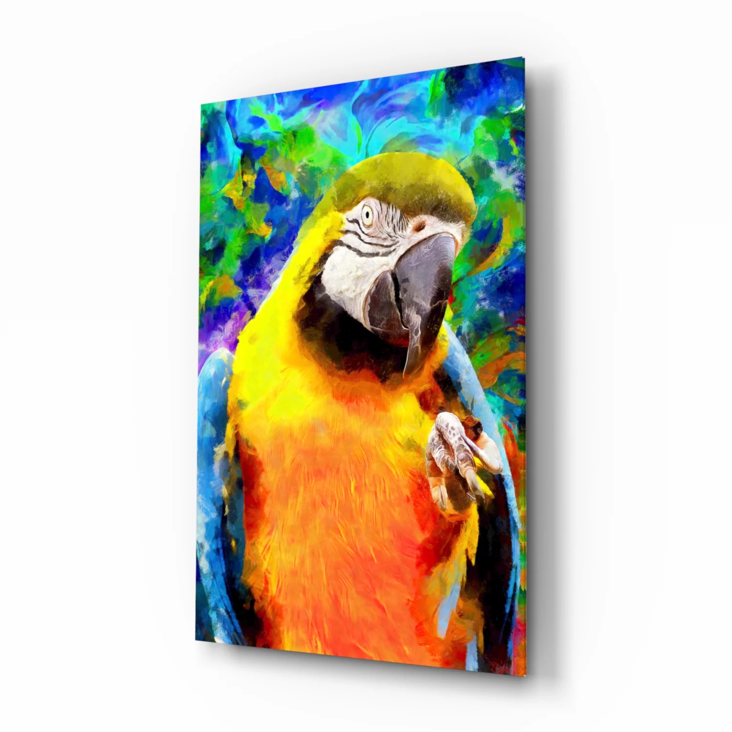 Painted Macaw Colorful Portrait Glass Wall Art - Image 2