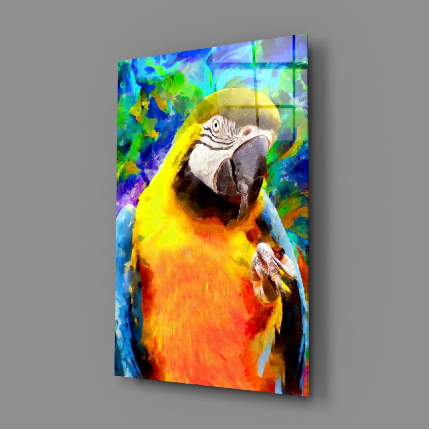 Painted Macaw Colorful Portrait Glass Wall Art - Image 3