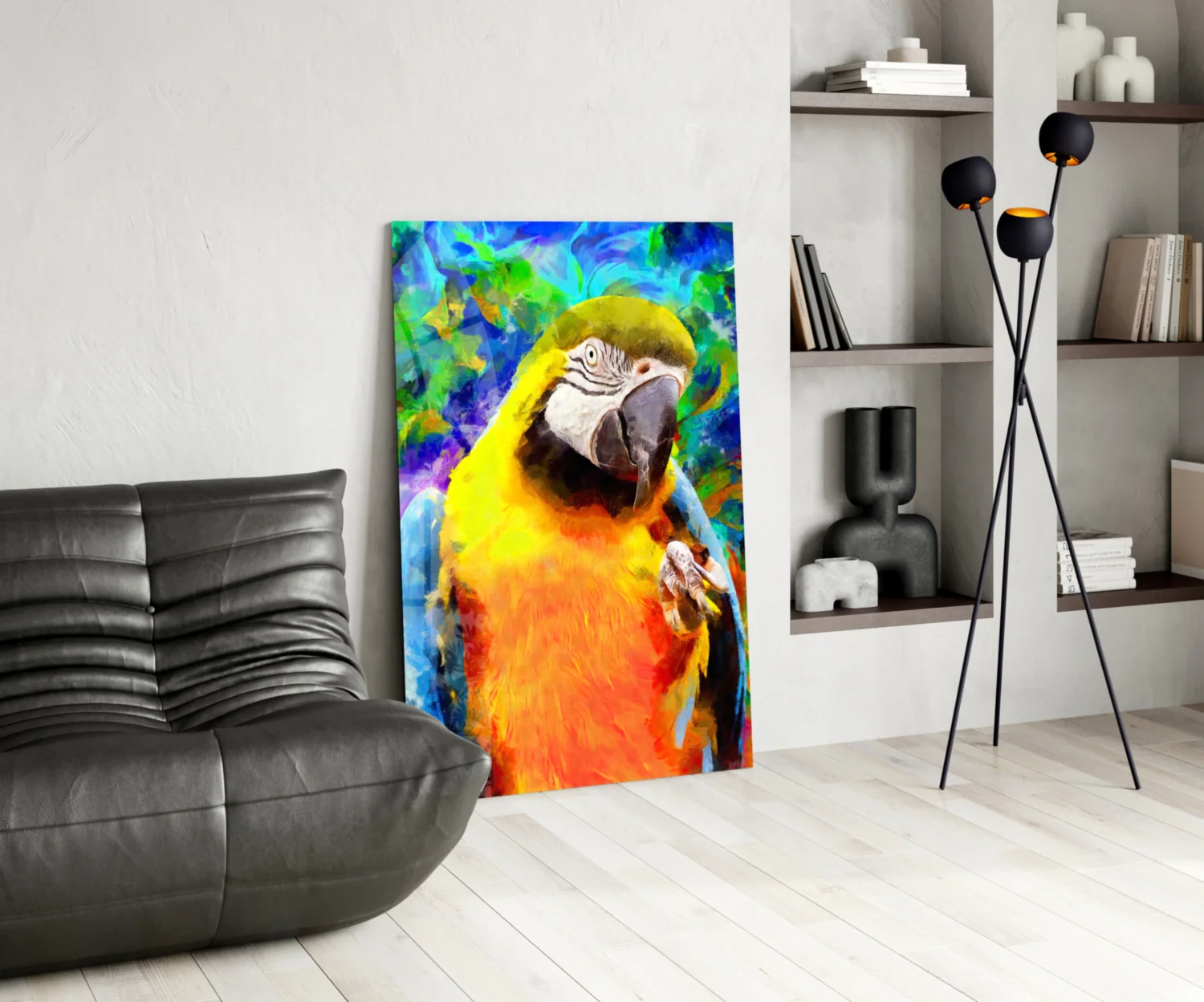 Painted Macaw Colorful Portrait Glass Wall Art - Image 6