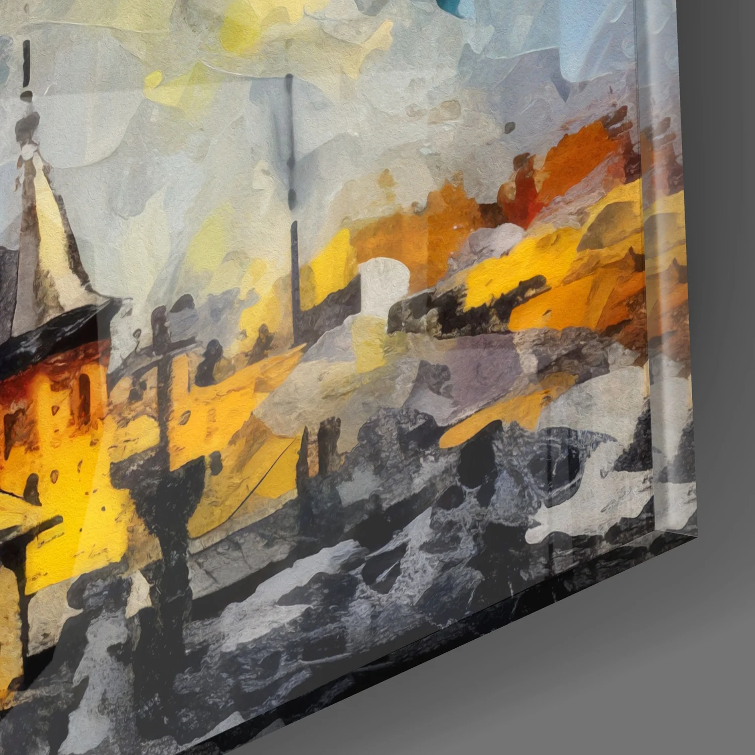Palette Knife Galata Tower Glass Wall Art - Image 3