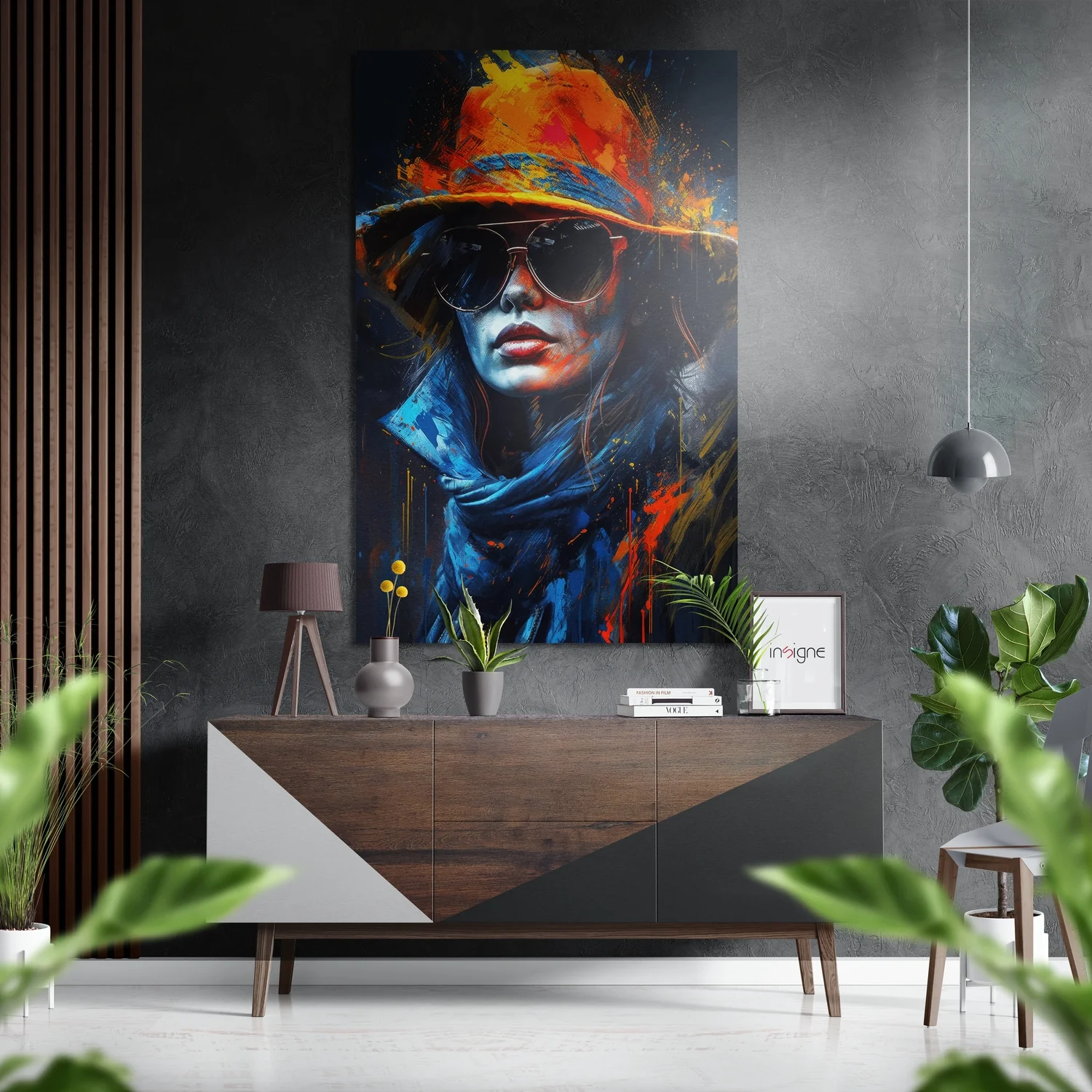 Palette Knife Hat Woman Brushed Aluminum Dibond Wall Art