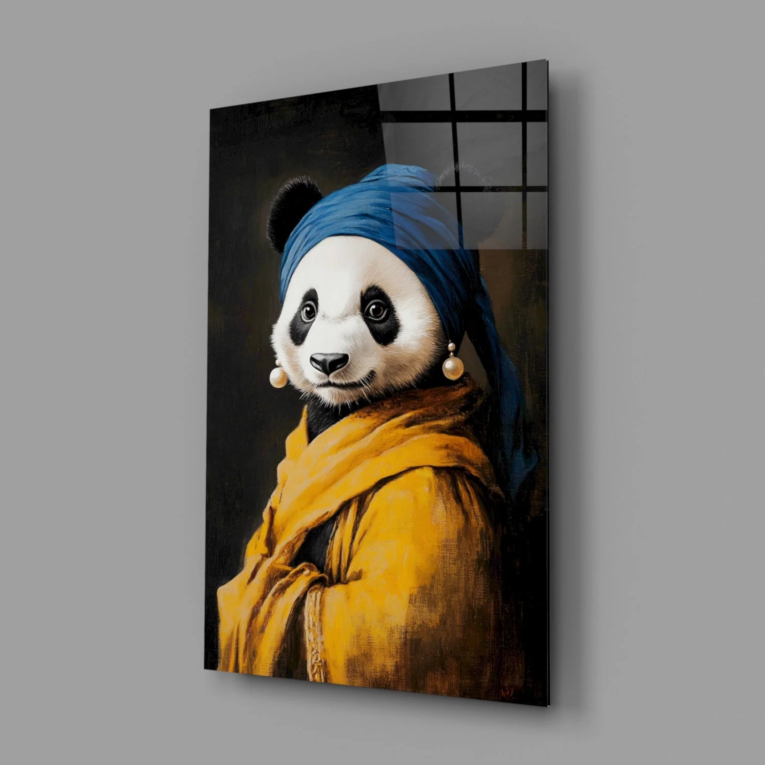 Panda with a Pearl Earring Glass Wall Art || Designer Collection - Image 2