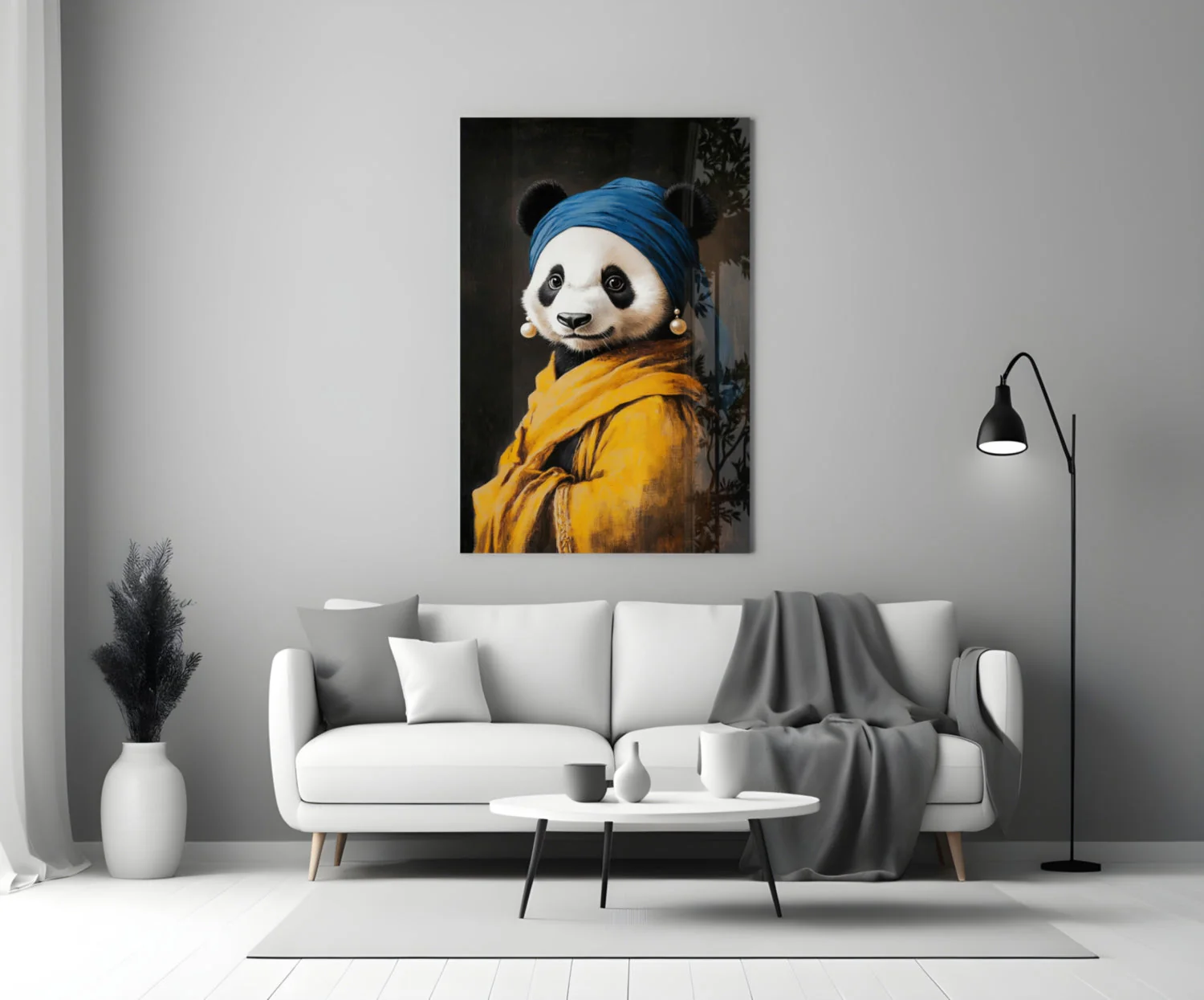 Panda with a Pearl Earring Glass Wall Art || Designer Collection - Image 3