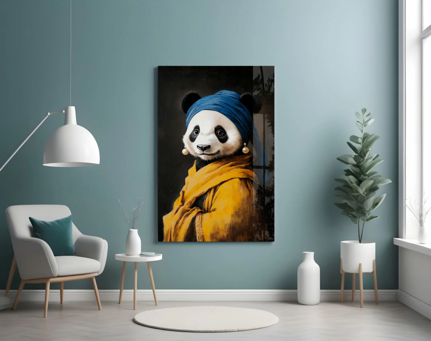 Panda with a Pearl Earring Glass Wall Art || Designer Collection - Image 4