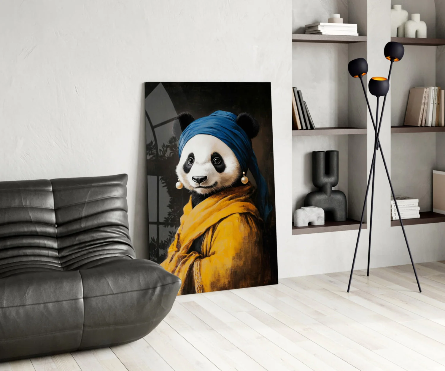 Panda with a Pearl Earring Glass Wall Art || Designer Collection - Image 5