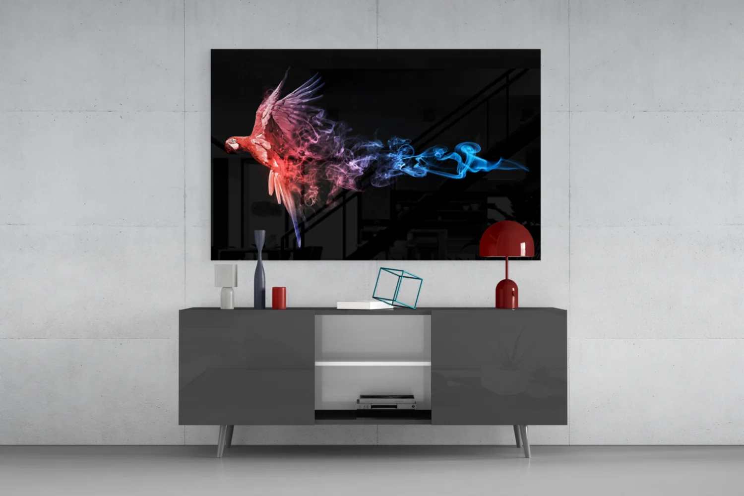 Parrot Smoke Fire Ice Glass Wall Art - Image 8