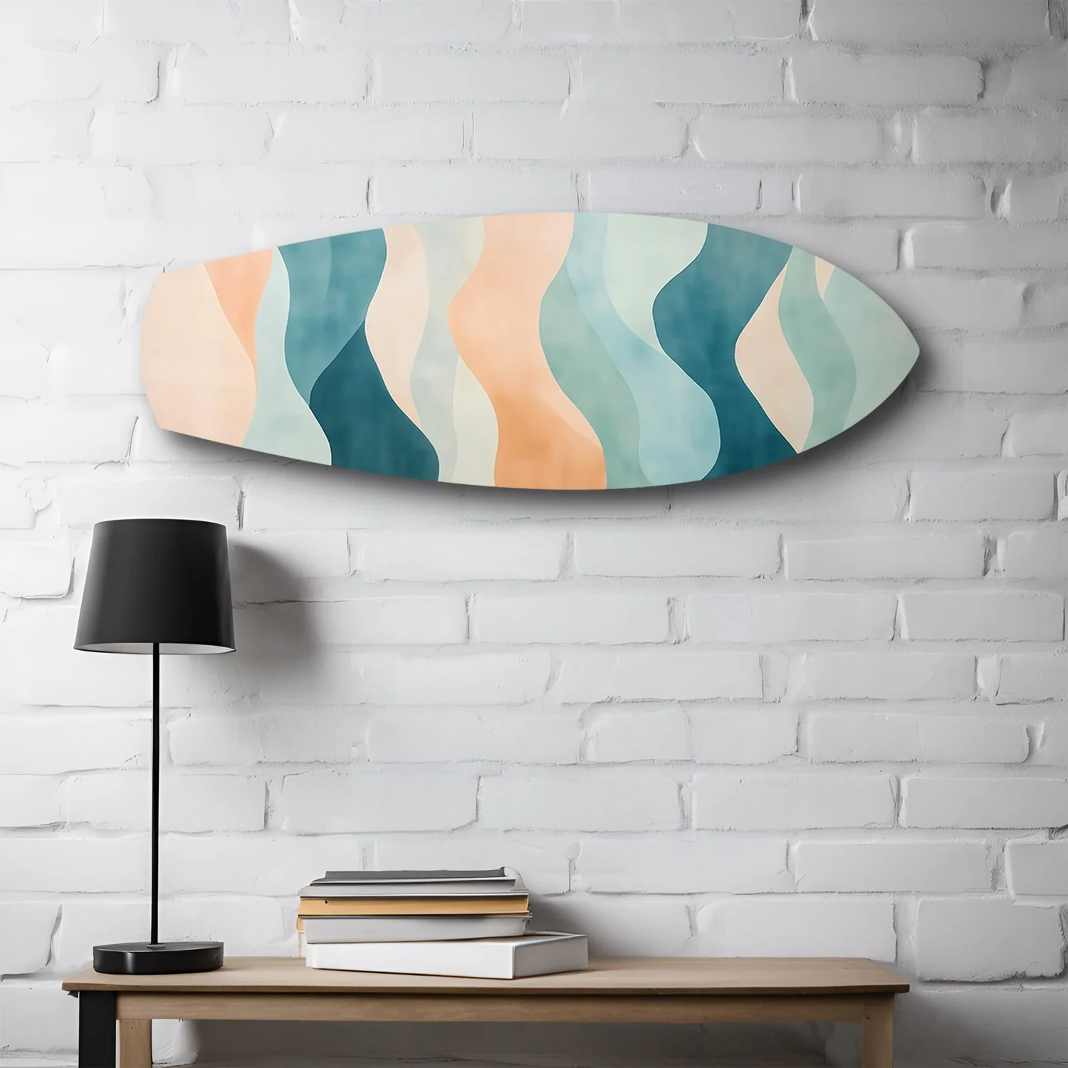 Pastel Boho Waves Abstract Glass Wall Art - Image 2
