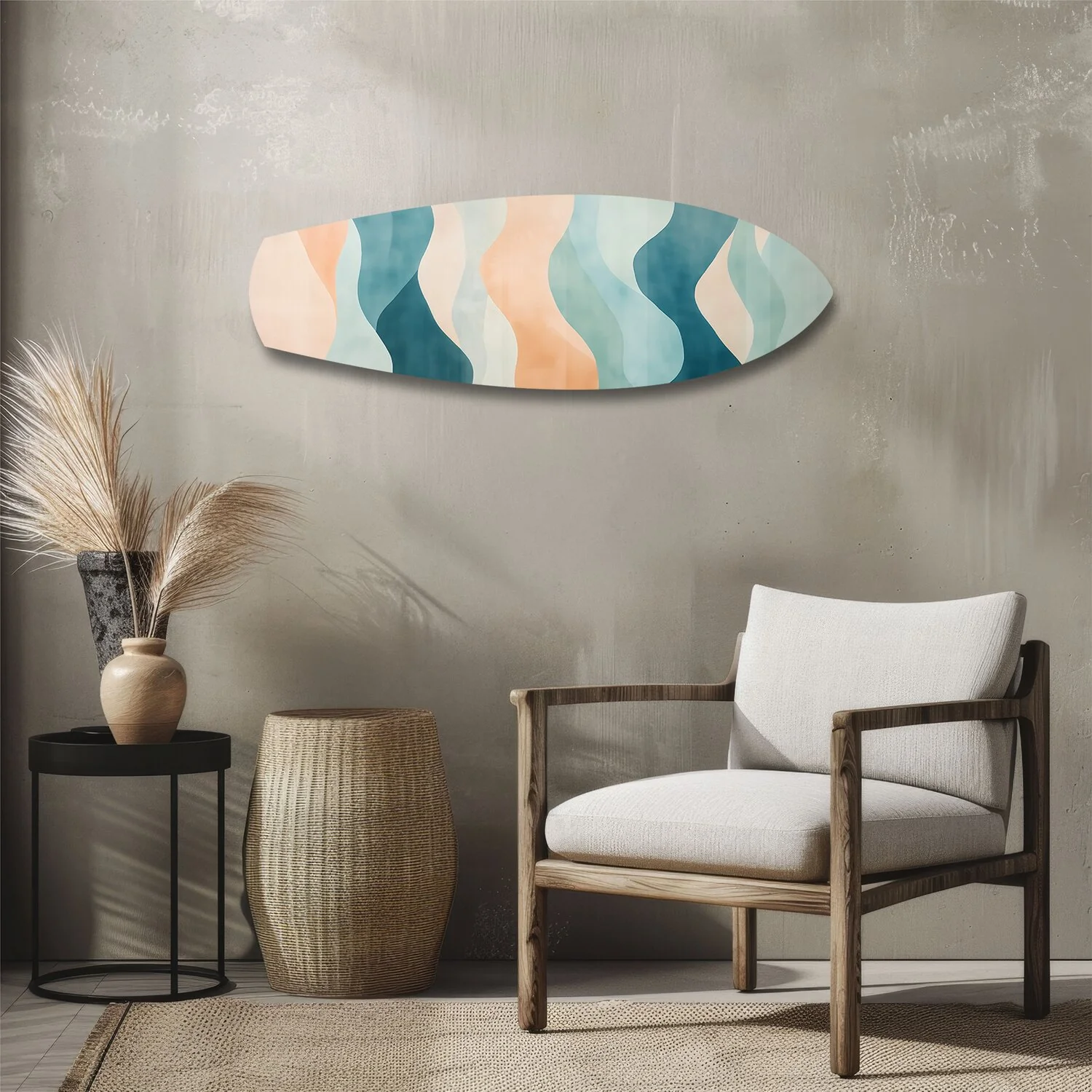 Pastel Boho Waves Abstract Glass Wall Art - Image 3