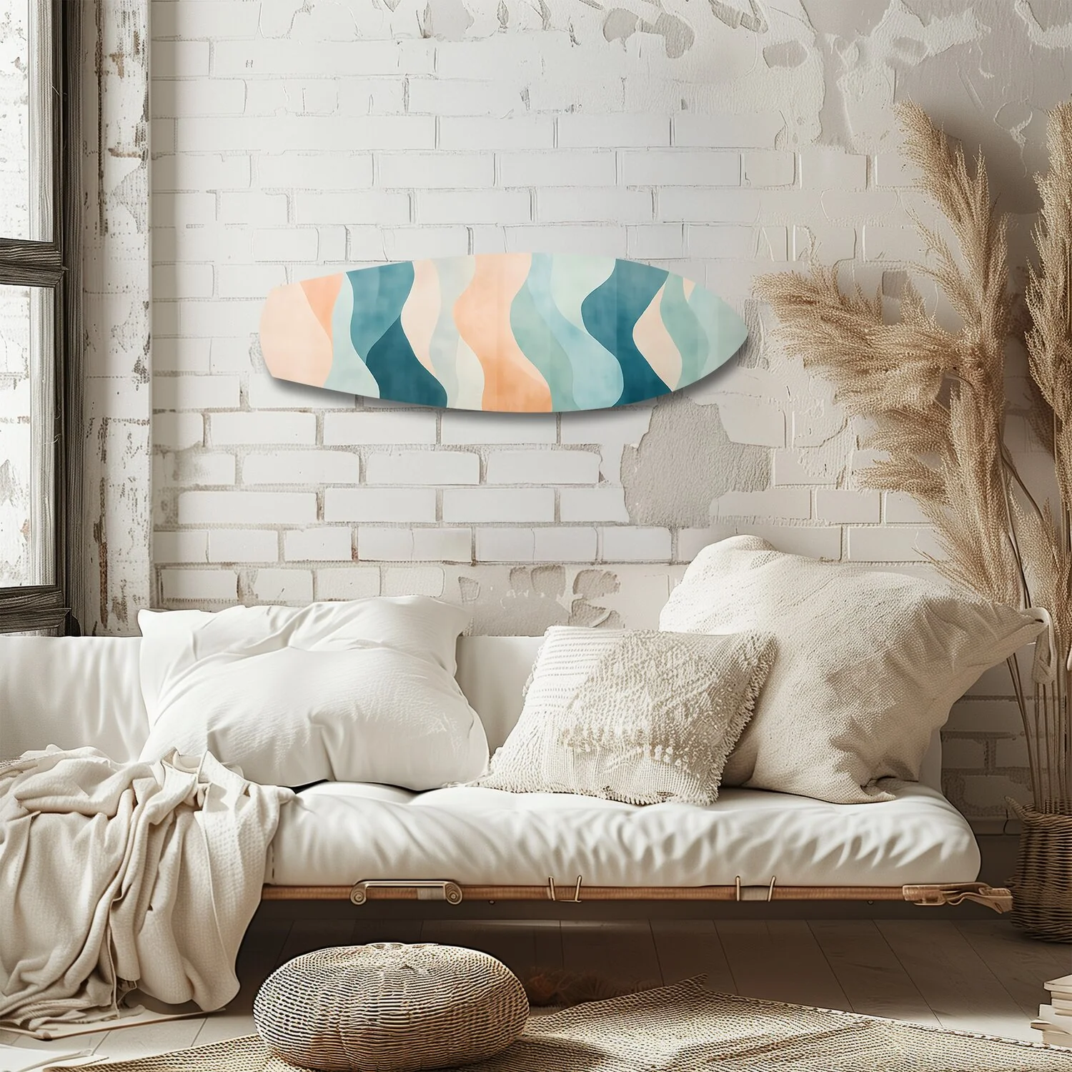 Pastel Boho Waves Abstract Glass Wall Art - Image 4