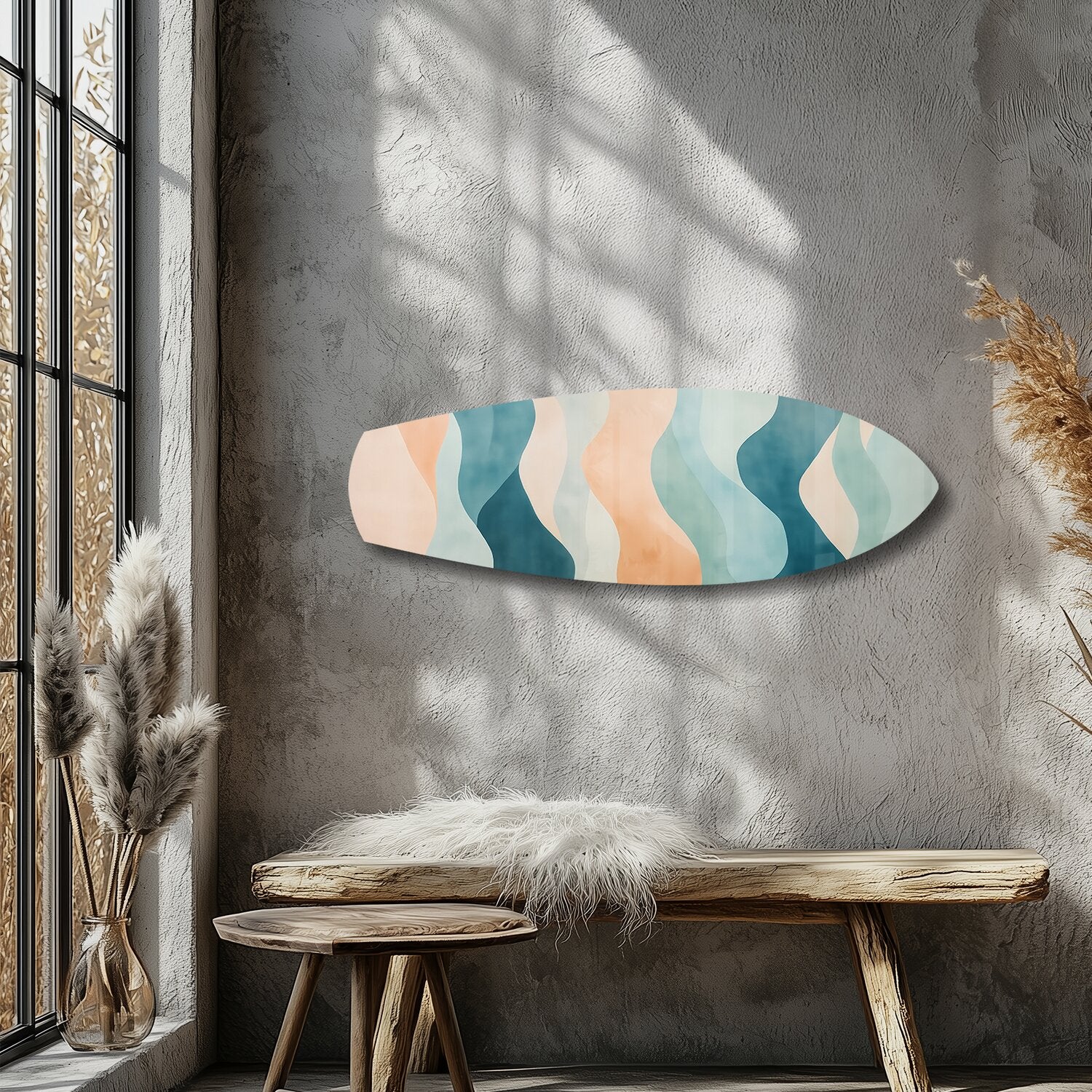 Pastel Boho Waves Abstract Glass Wall Art - Image 5