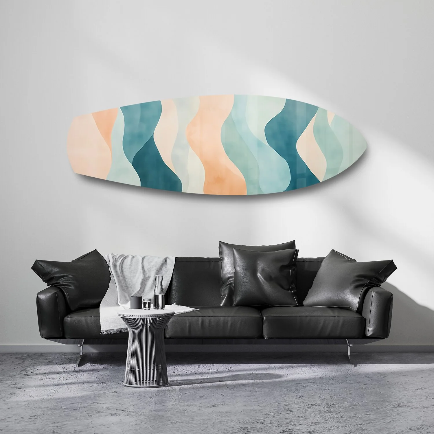 Pastel Boho Waves Abstract Glass Wall Art - Image 7