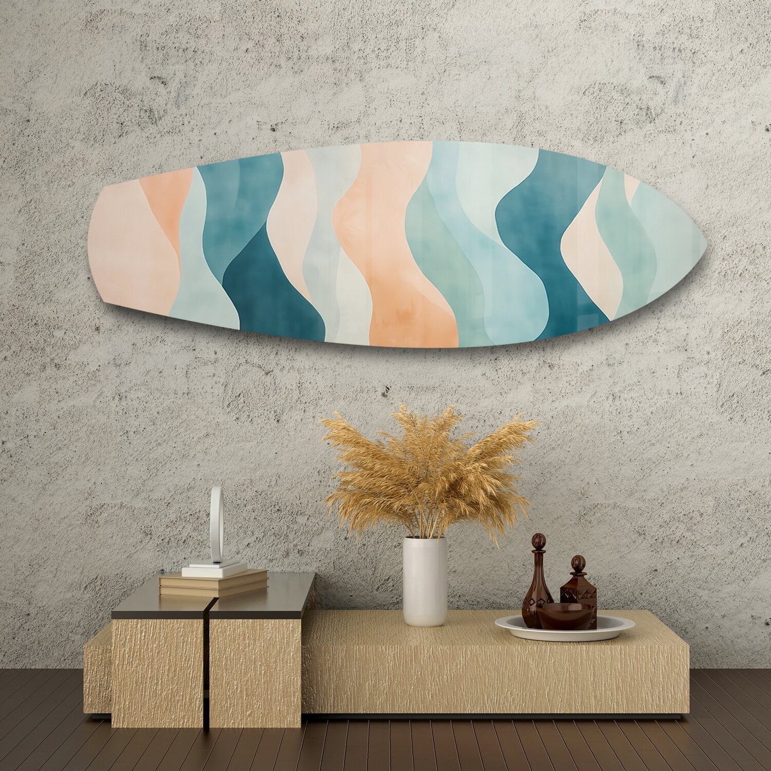 Pastel Boho Waves Abstract Glass Wall Art - Image 8