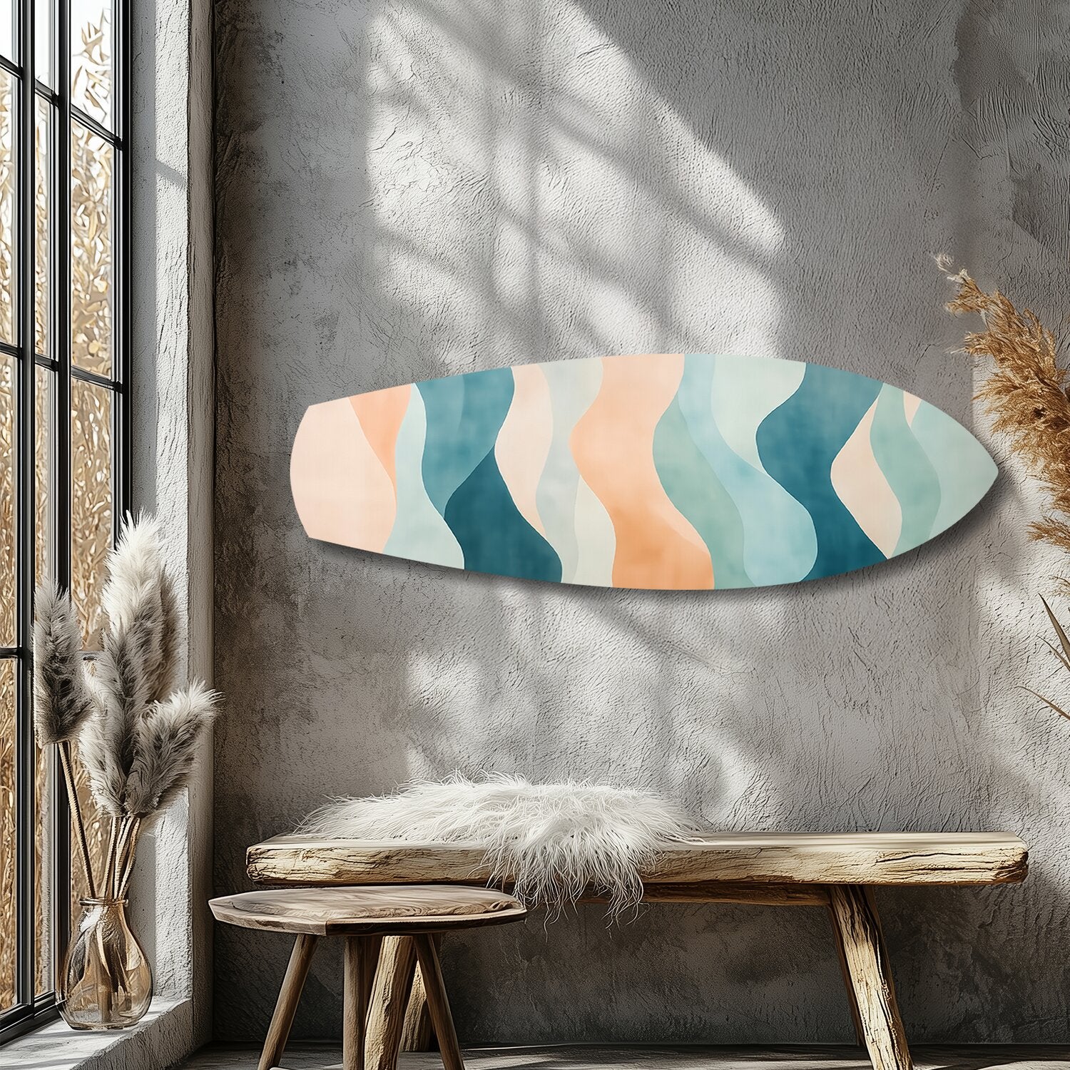 Pastel Boho Waves Abstract Glass Wall Art - Image 9