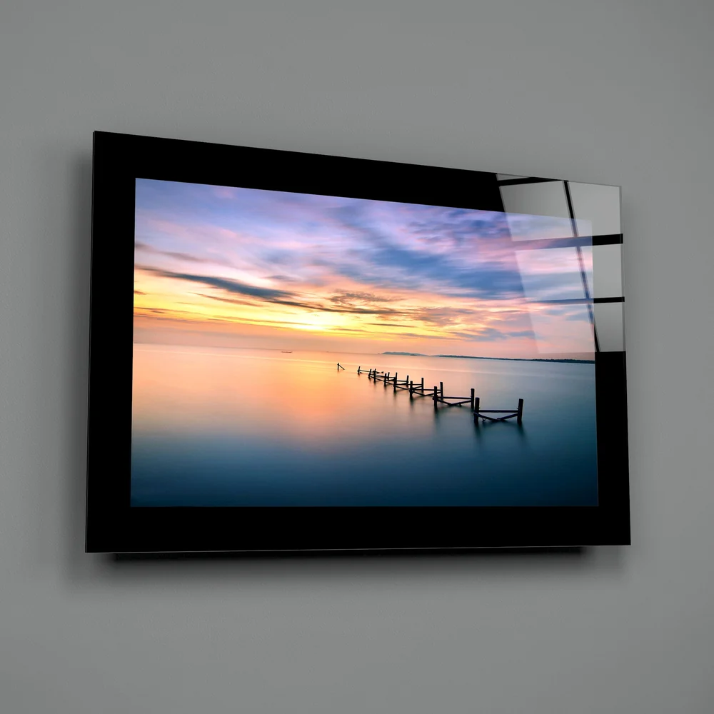 Pastel Dusk Wooden Posts Glass Wall Art - Image 2