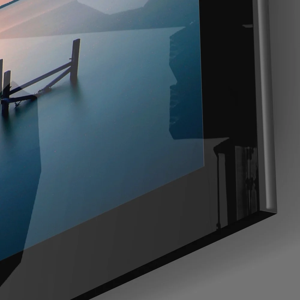 Pastel Dusk Wooden Posts Glass Wall Art - Image 3