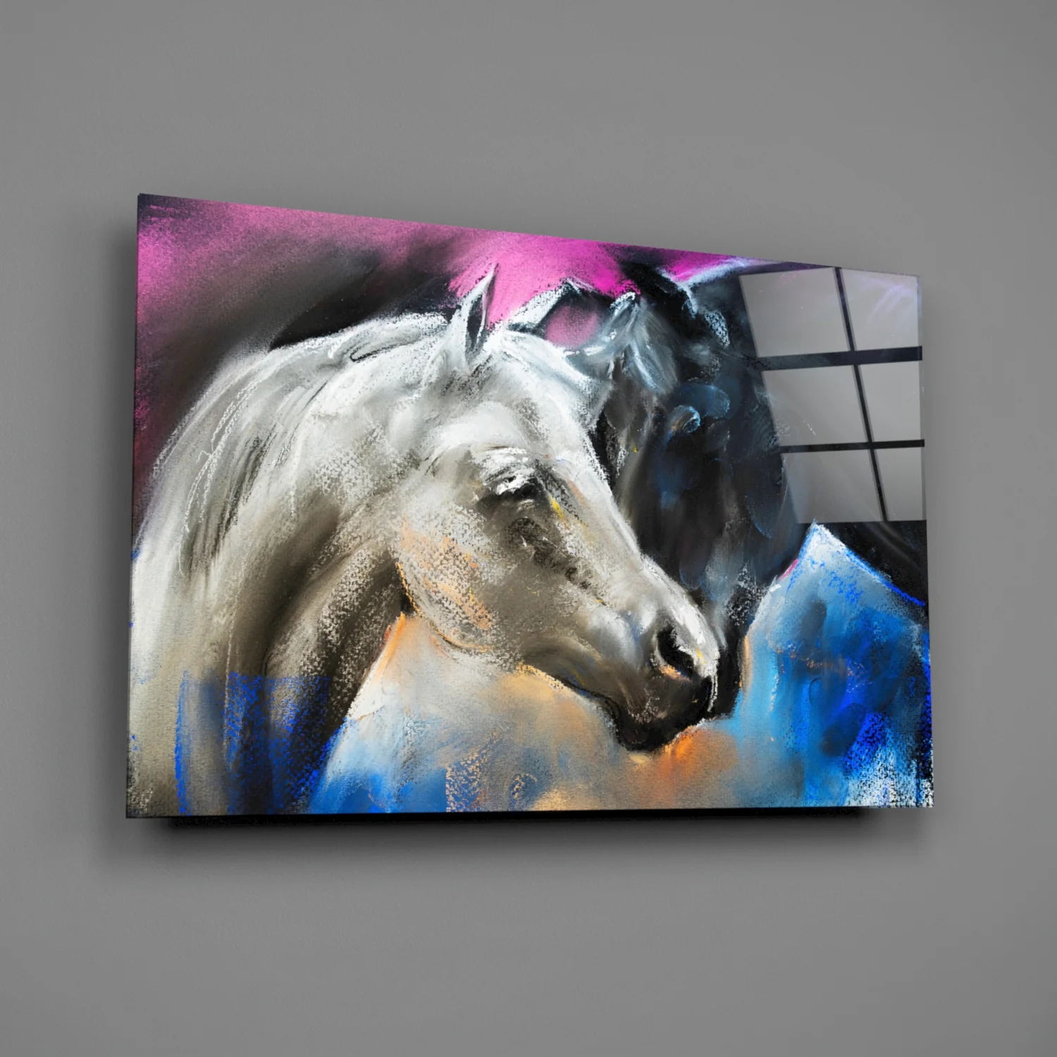 Pastel Horse Pair Embrace Glass Wall Art - Image 2