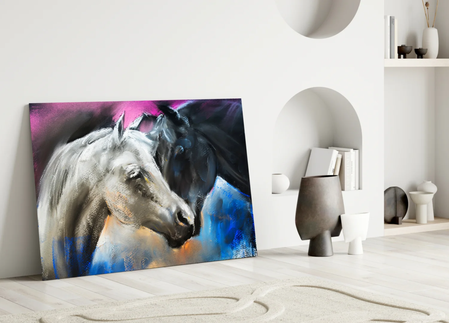 Pastel Horse Pair Embrace Glass Wall Art - Image 3