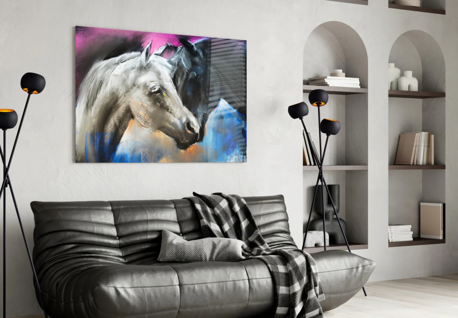 Pastel Horse Pair Embrace Glass Wall Art - Image 4