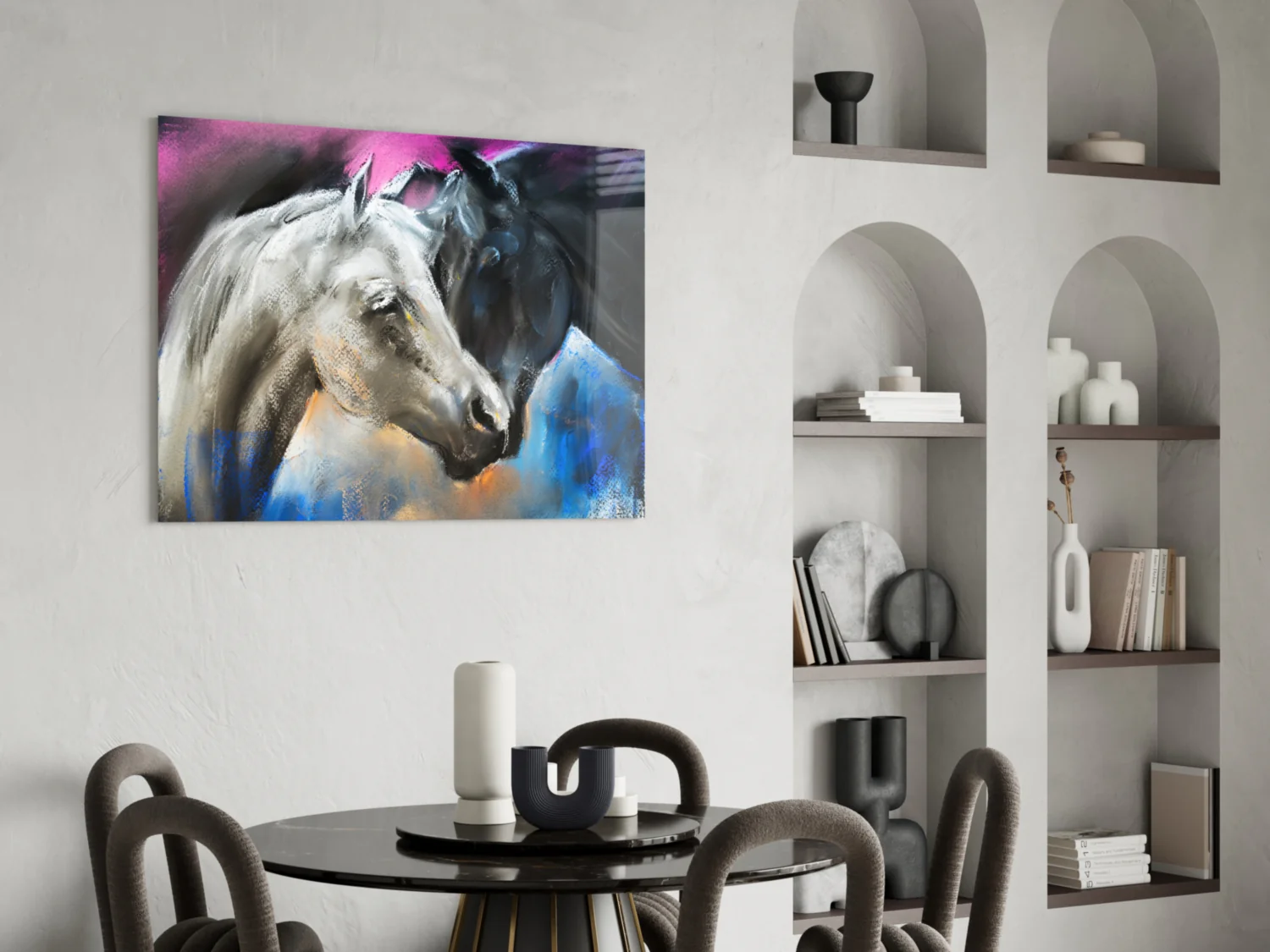 Pastel Horse Pair Embrace Glass Wall Art - Image 5
