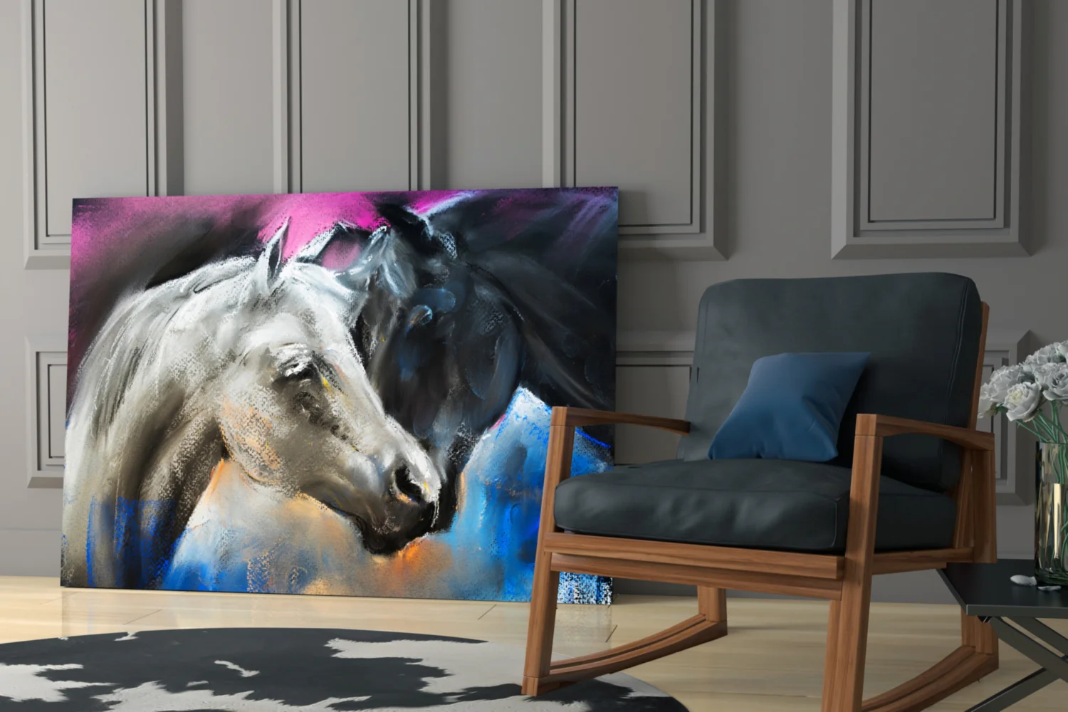 Pastel Horse Pair Embrace Glass Wall Art - Image 6