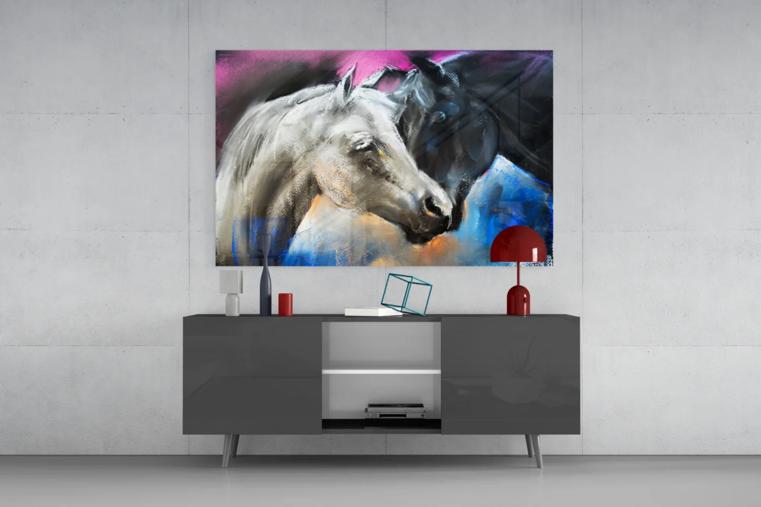 Pastel Horse Pair Embrace Glass Wall Art - Image 8