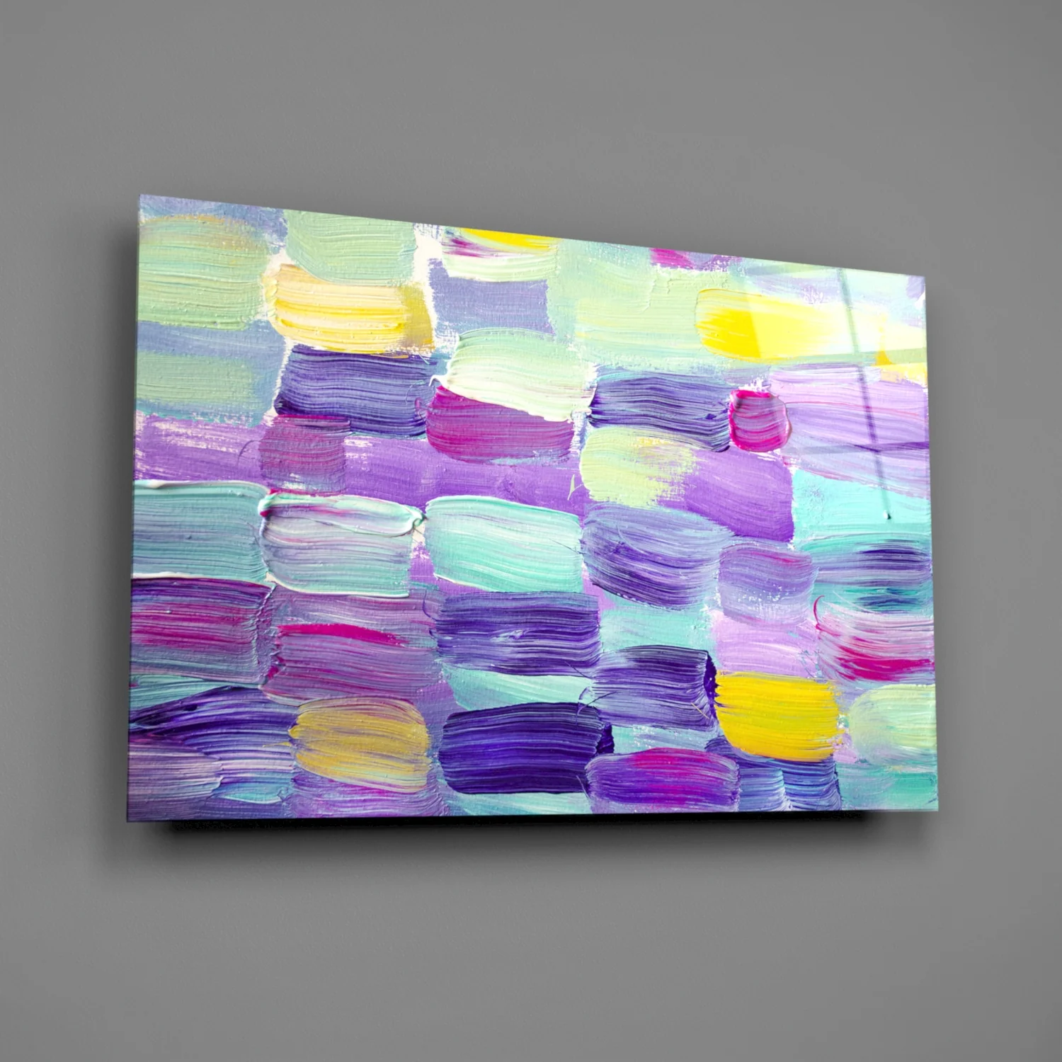 Pastel Purple Brushstroke Grid Glass Wall Art - Image 3
