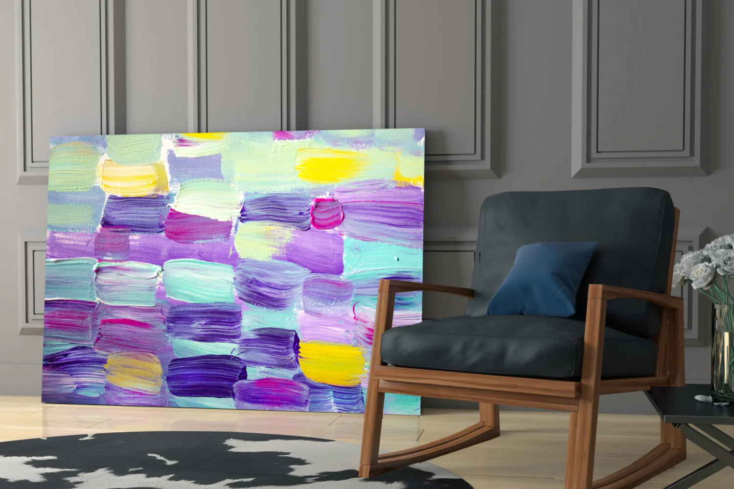 Pastel Purple Brushstroke Grid Glass Wall Art - Image 7