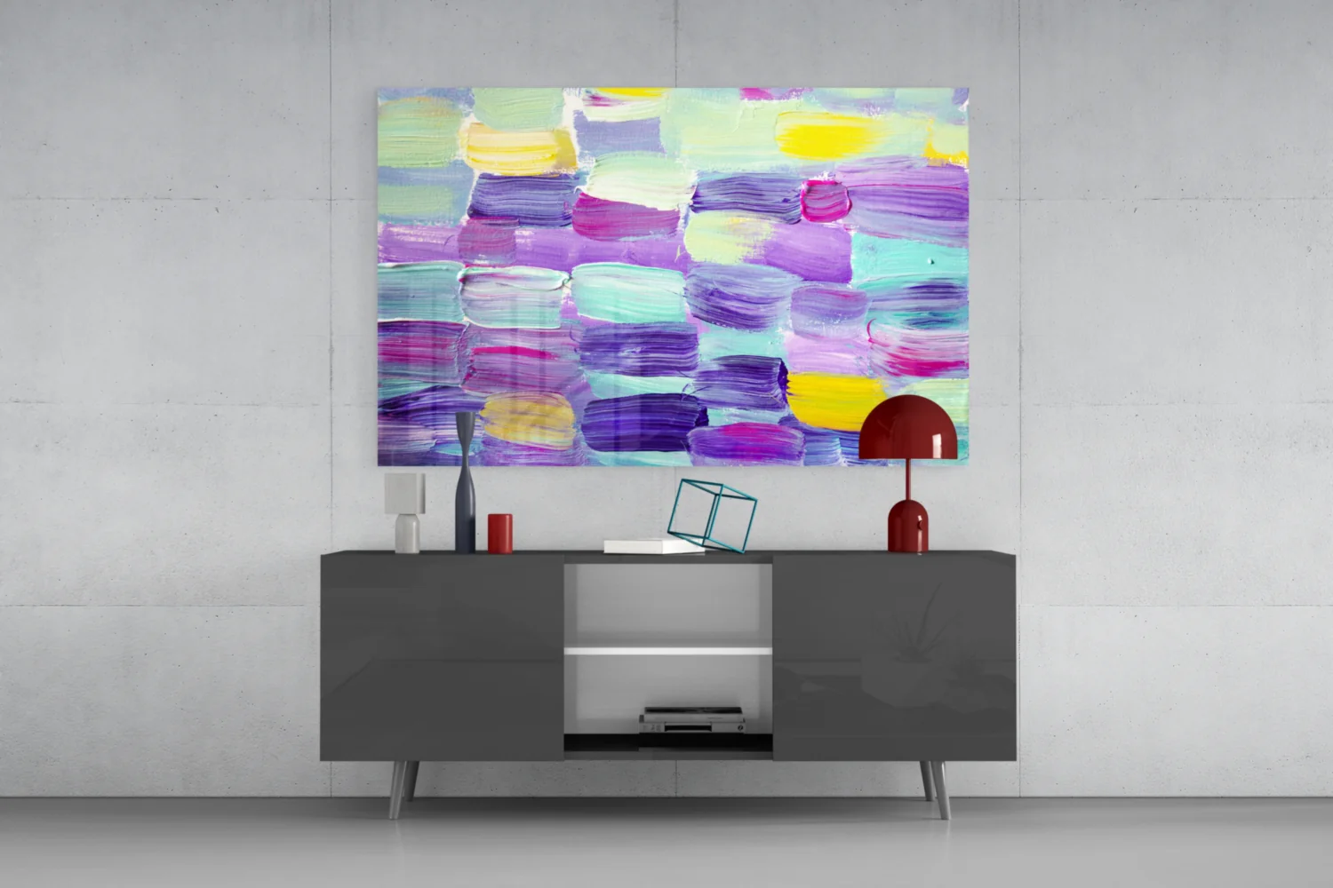 Pastel Purple Brushstroke Grid Glass Wall Art - Image 9