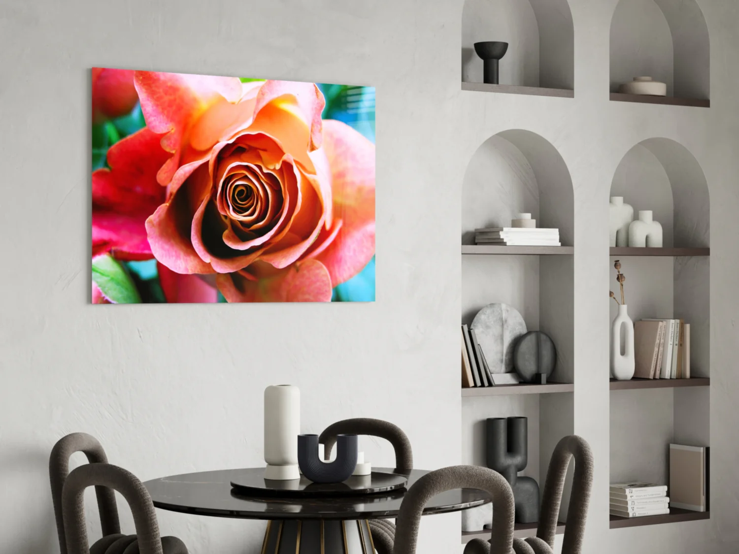 Peach Rose Teal Backdrop Glass Wall Art - Image 6