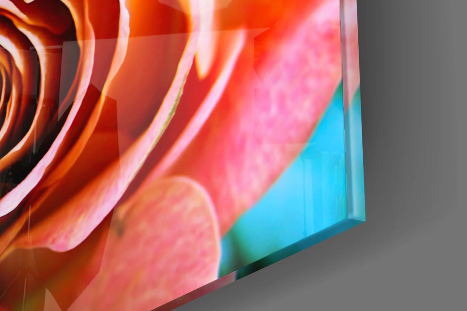 Peach Rose Teal Backdrop Glass Wall Art - Image 8