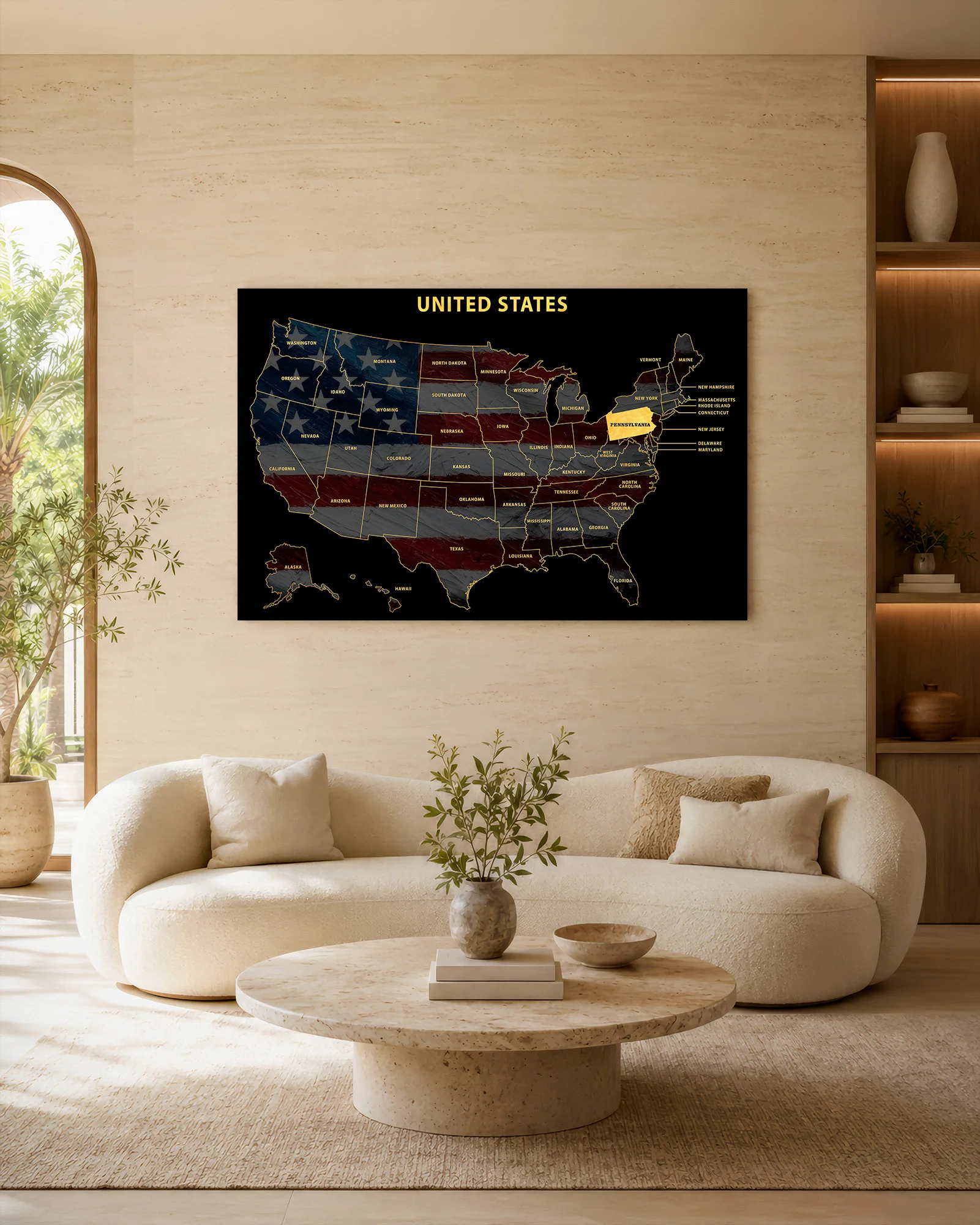 Pennsylvania State Map — Haptic 3D Embossed Metal Wall Art - Image 6