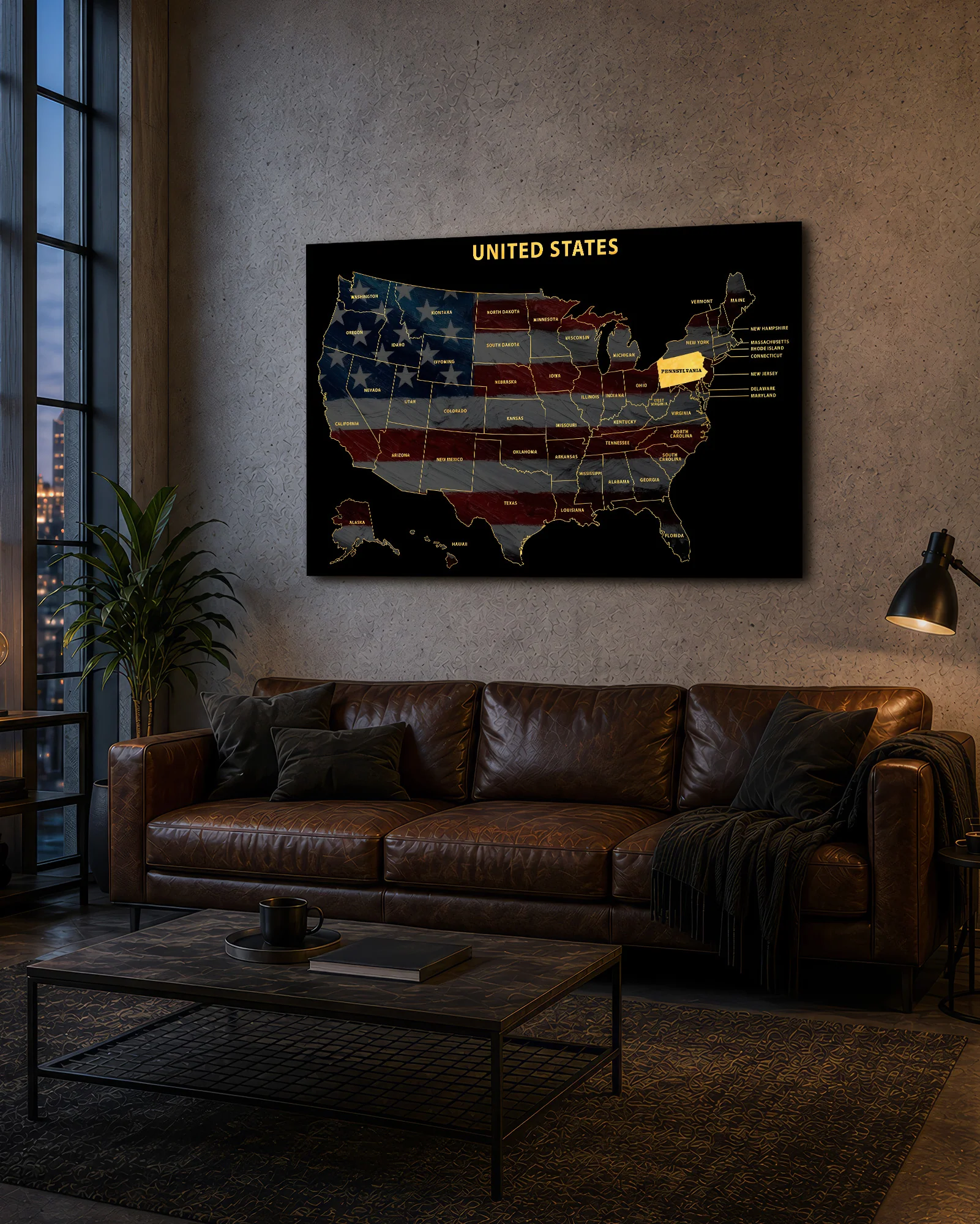 Pennsylvania State Map — Haptic 3D Embossed Metal Wall Art - Image 9
