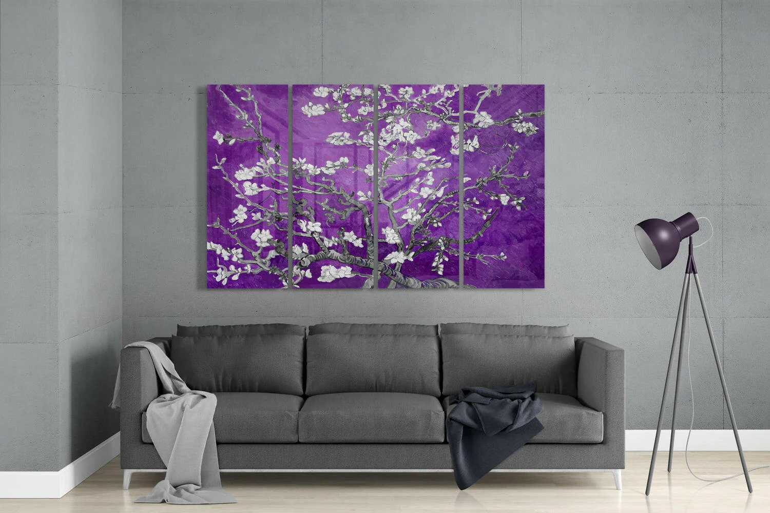 Sakura 4 Pieces Mega Glass Wall Art (59"x36") - Image 3