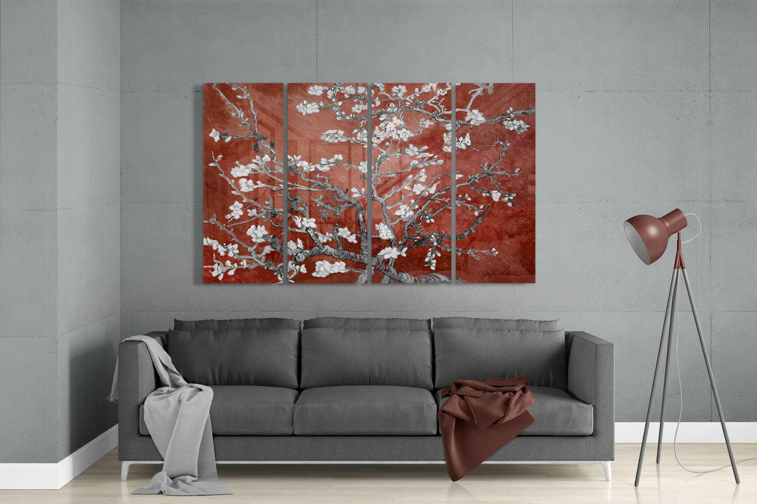 Sakura 4 Pieces Mega Glass Wall Art (59"x36") - Image 3