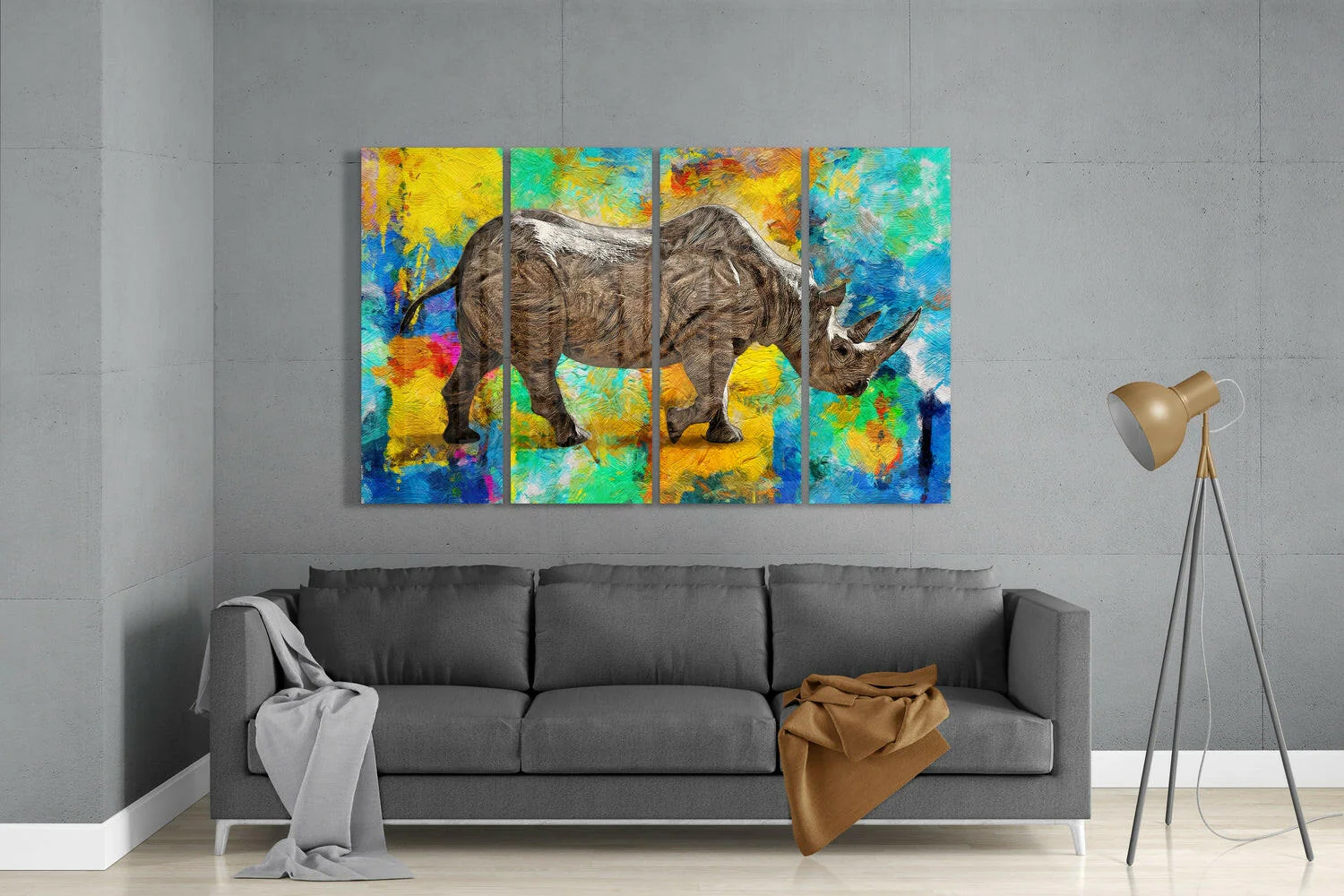 Rhino 4 Pieces Mega Glass Wall Art (59"x36") - Image 3