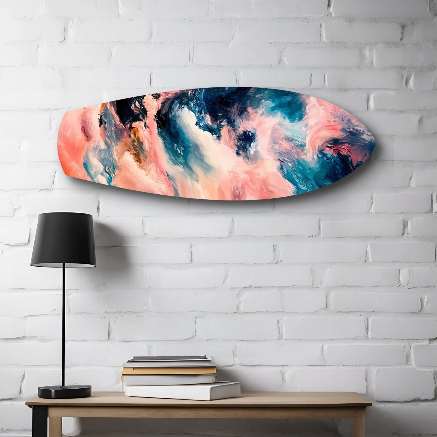 Pink and Blue Marble Swirl Glass Wall Art - Image 2