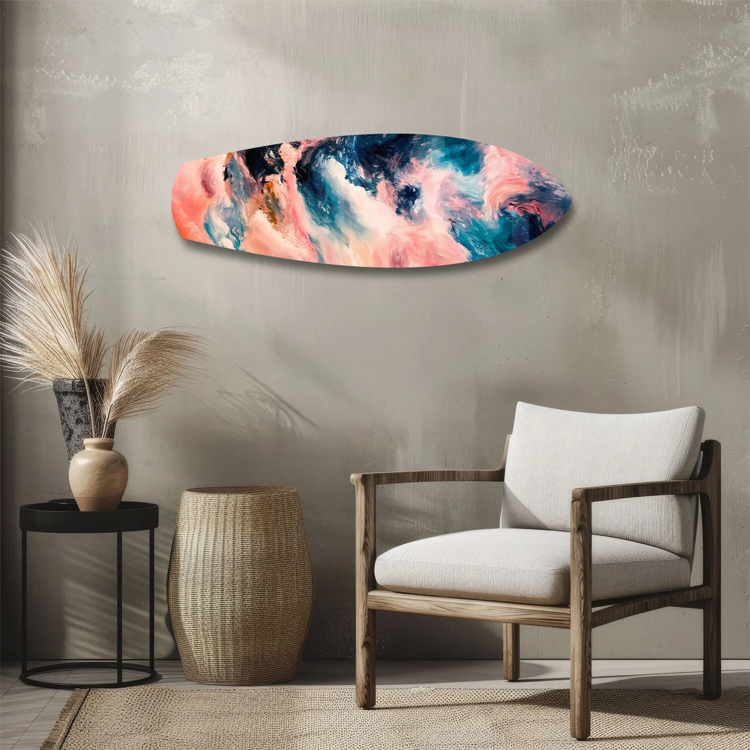 Pink and Blue Marble Swirl Glass Wall Art - Image 3