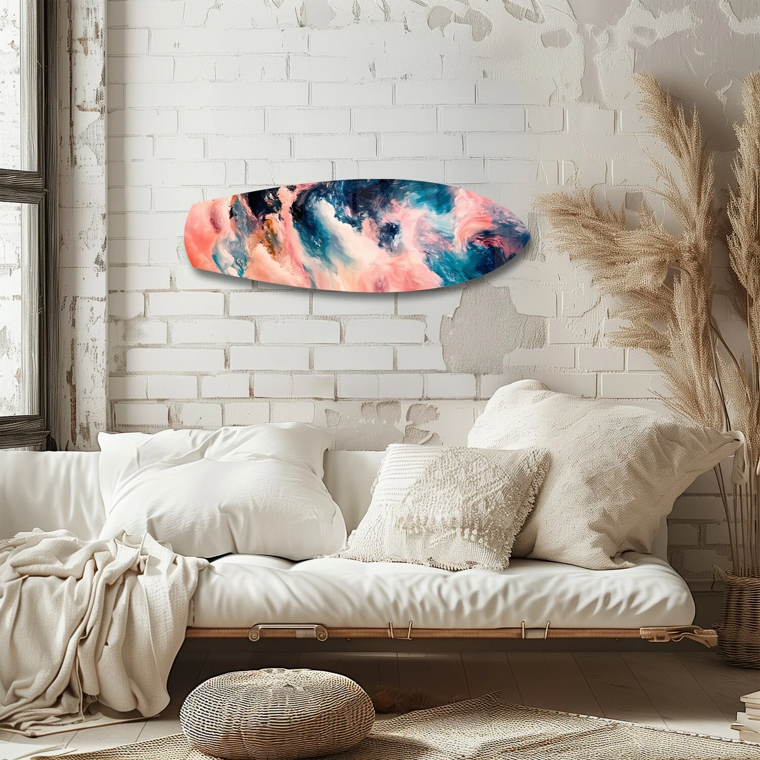 Pink and Blue Marble Swirl Glass Wall Art - Image 4