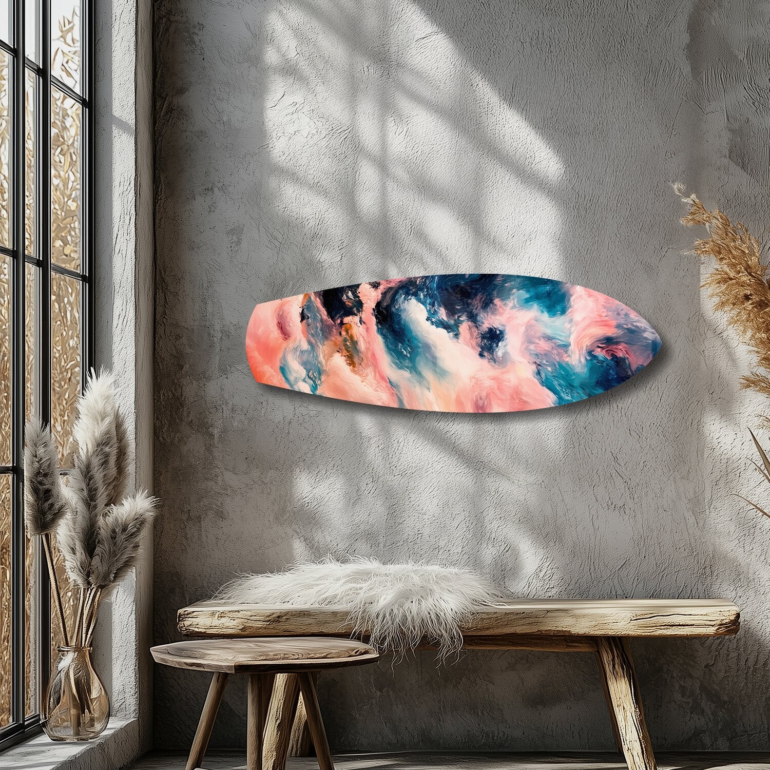 Pink and Blue Marble Swirl Glass Wall Art - Image 5